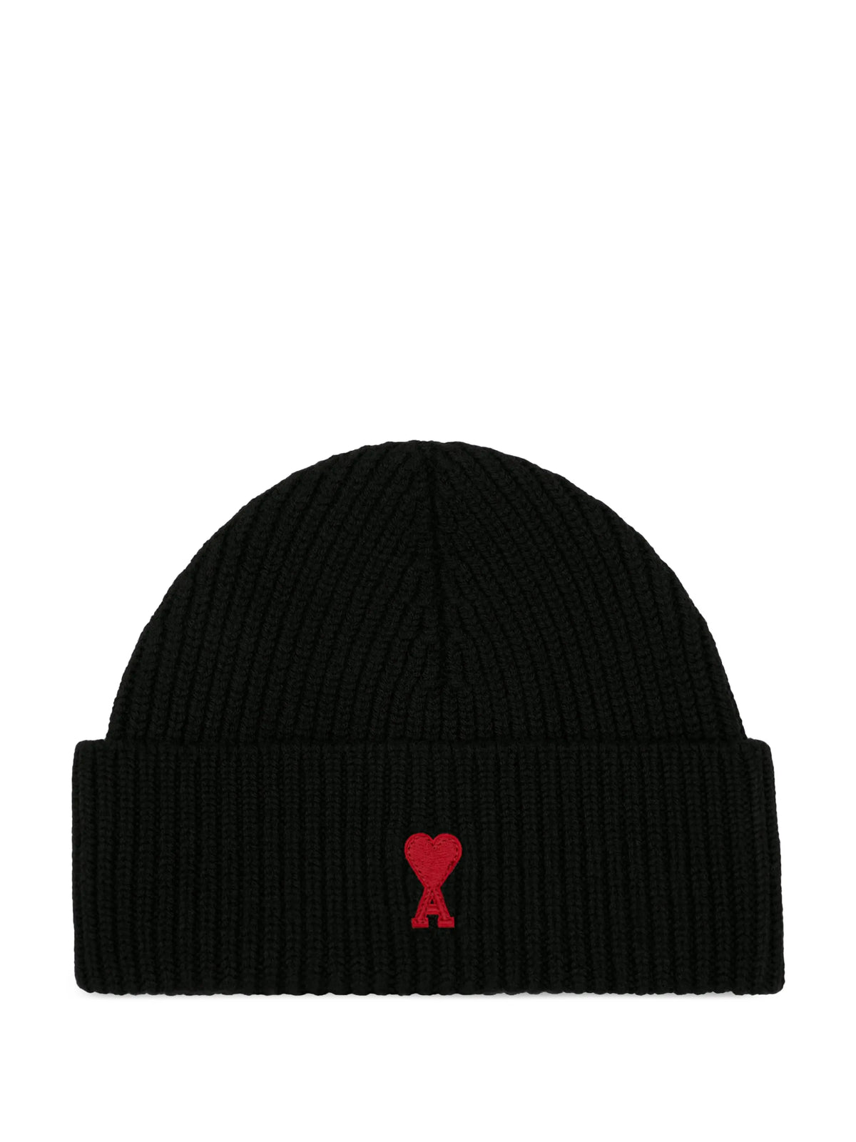 AMI Paris black wool beanie with Ami De Coeur coloris Black