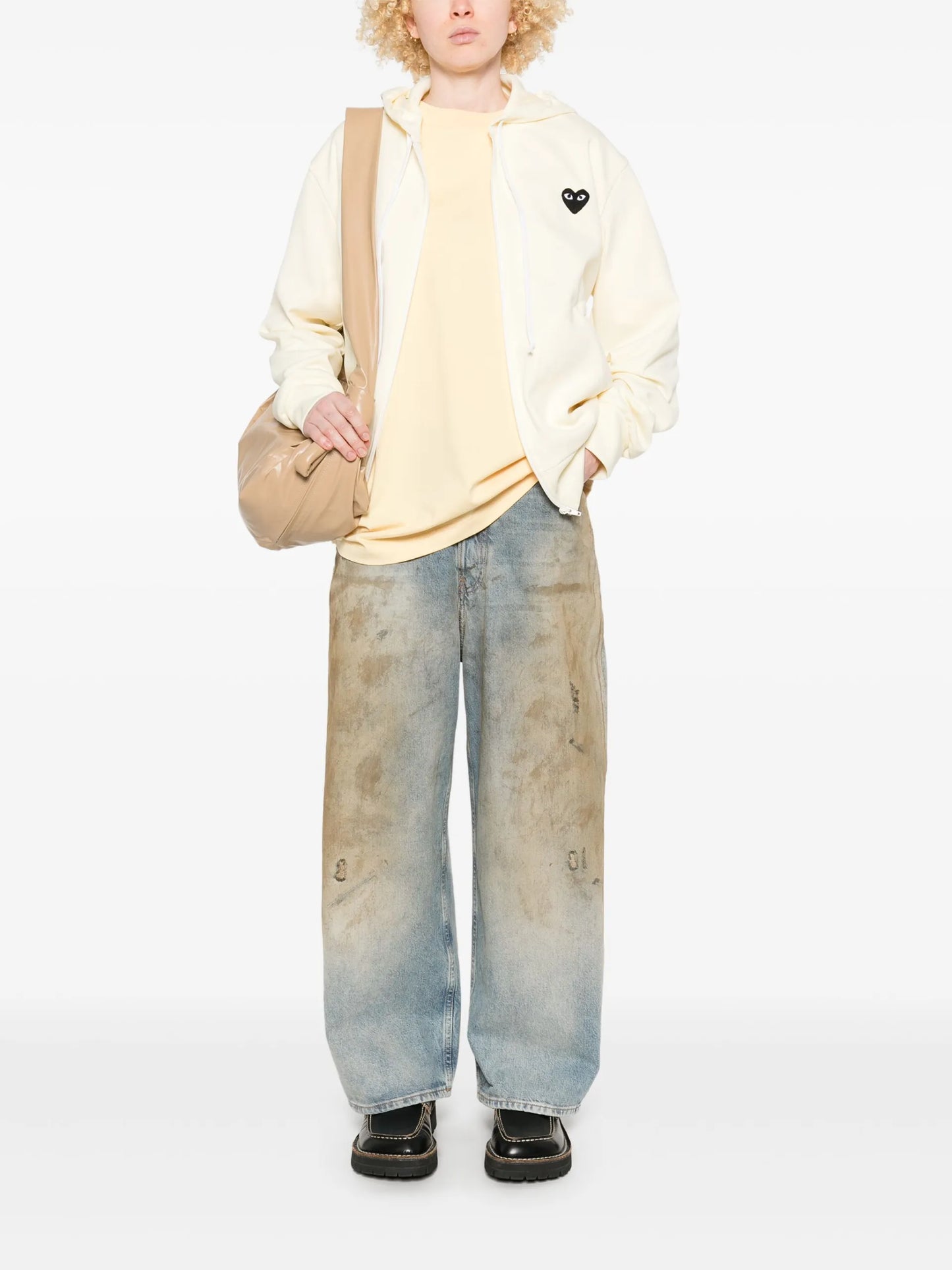 Comme Des Garçons Play Large Heart-print Zip-up Hoodie AXT254 Vue 3