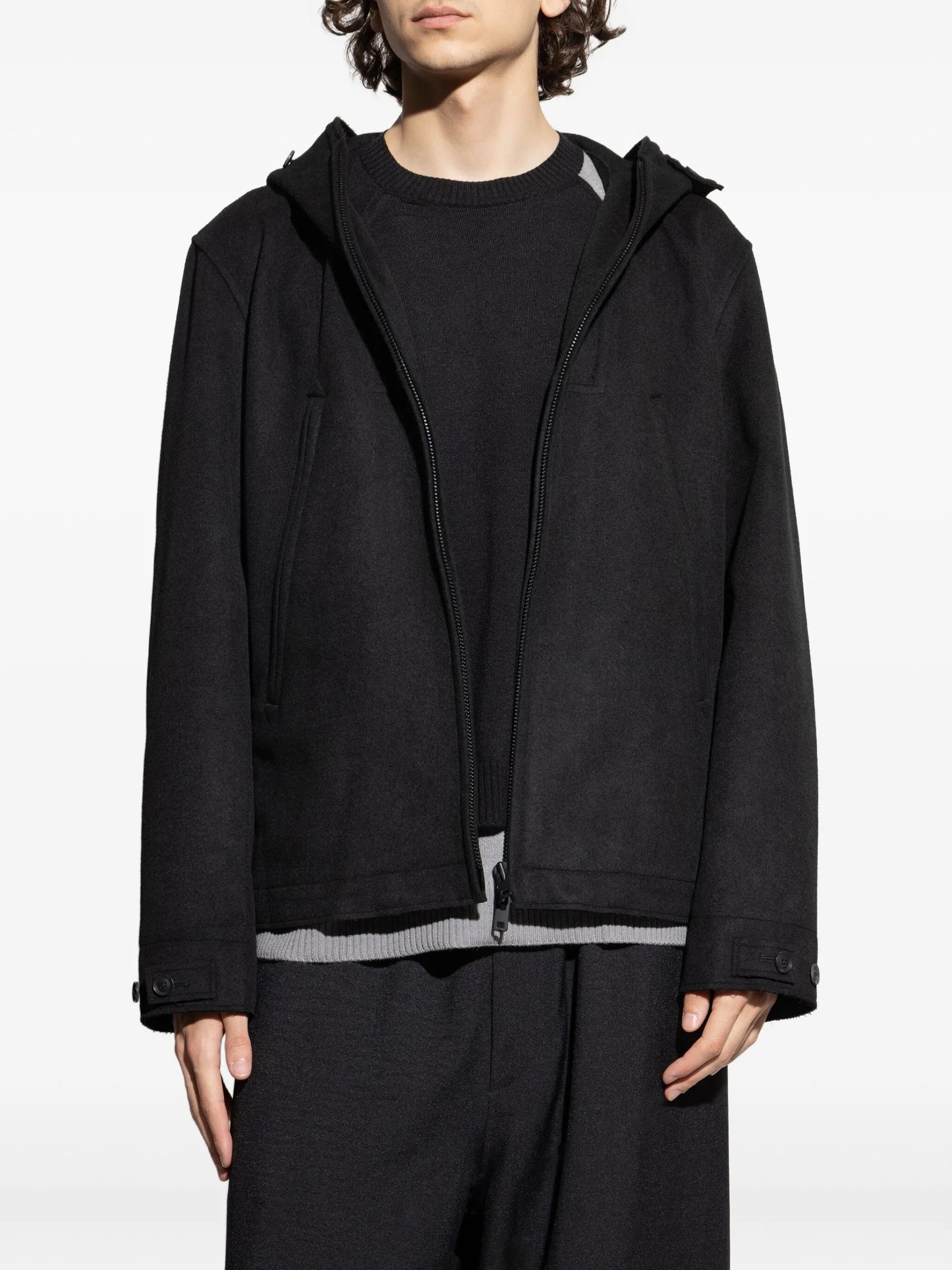 Y-3 Hooded Zip-front Jacket Black Recycled Polyester - detail - Y-3