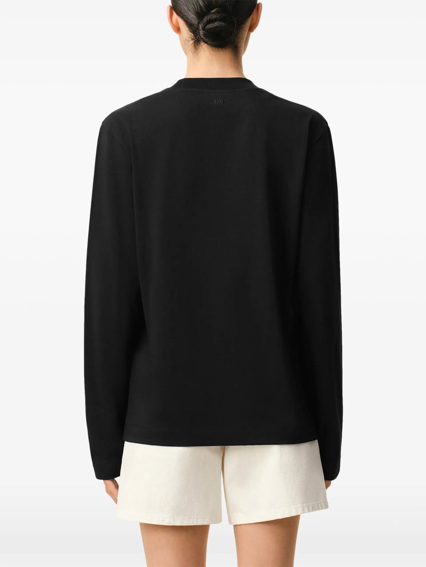 AMI Paris Ami De Coeur Organic-cotton Long-sleeve T-shirt E26BFUTS235724 Vue 5