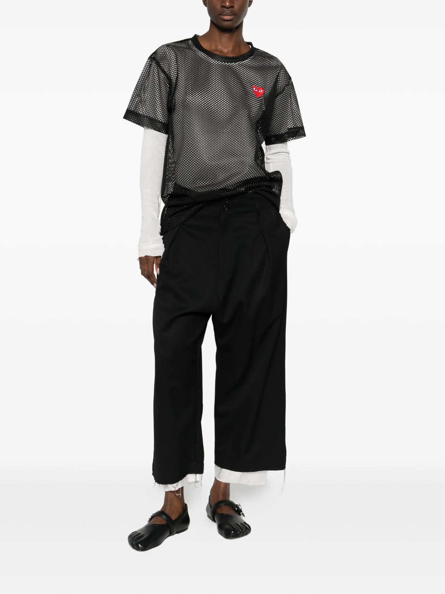 Comme Des Garçons Play Mesh Logo-patch T-shirt AXT351 Vue 3