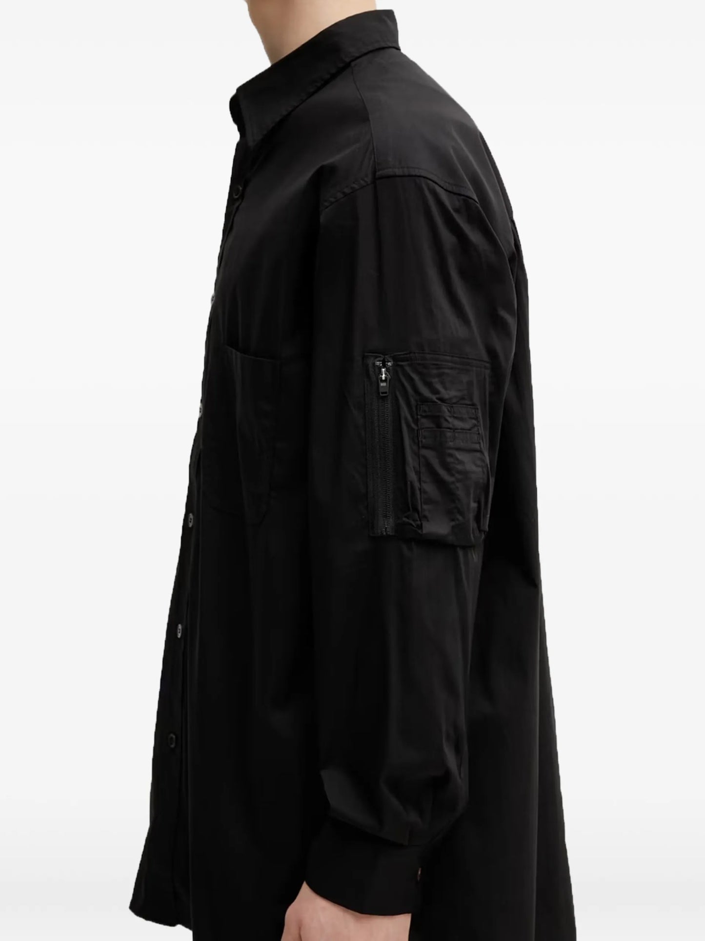 Y-3 Buttoned Pocket Shirt Black Cotton - vue 4 - Y-3