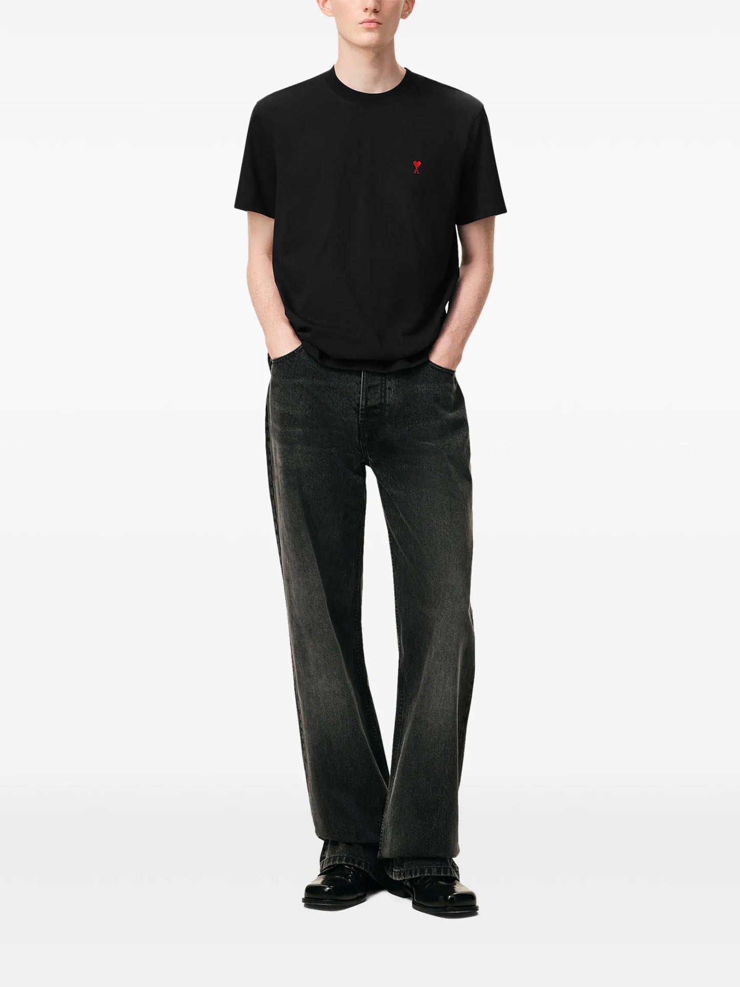 AMI Paris Ami De Coeur Organic-cotton T-shirt E26BFUTS035724 Vue 2