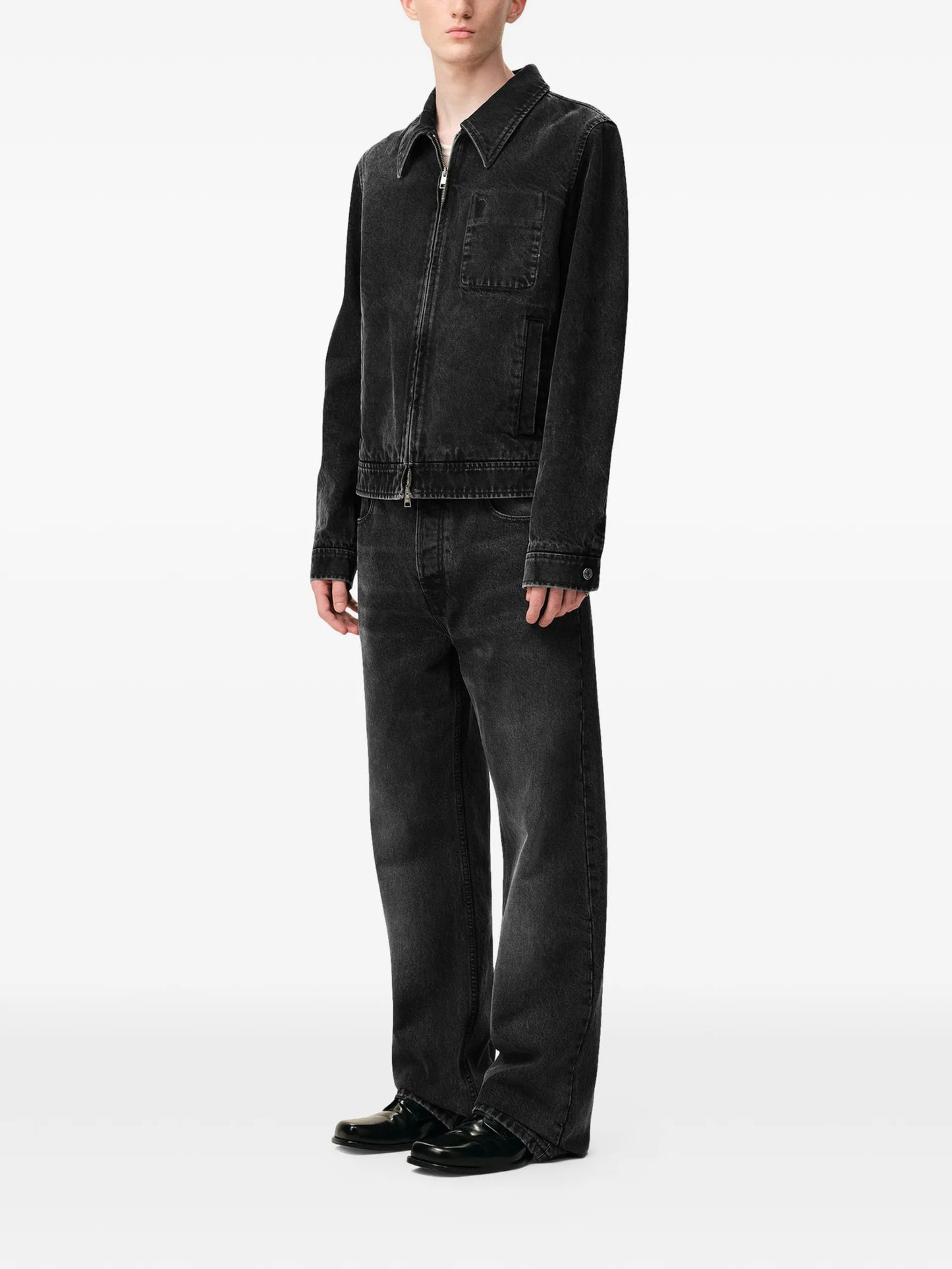 AMI Paris Ami De Coeur Denim Zipped Jacket - detail - AMI Paris