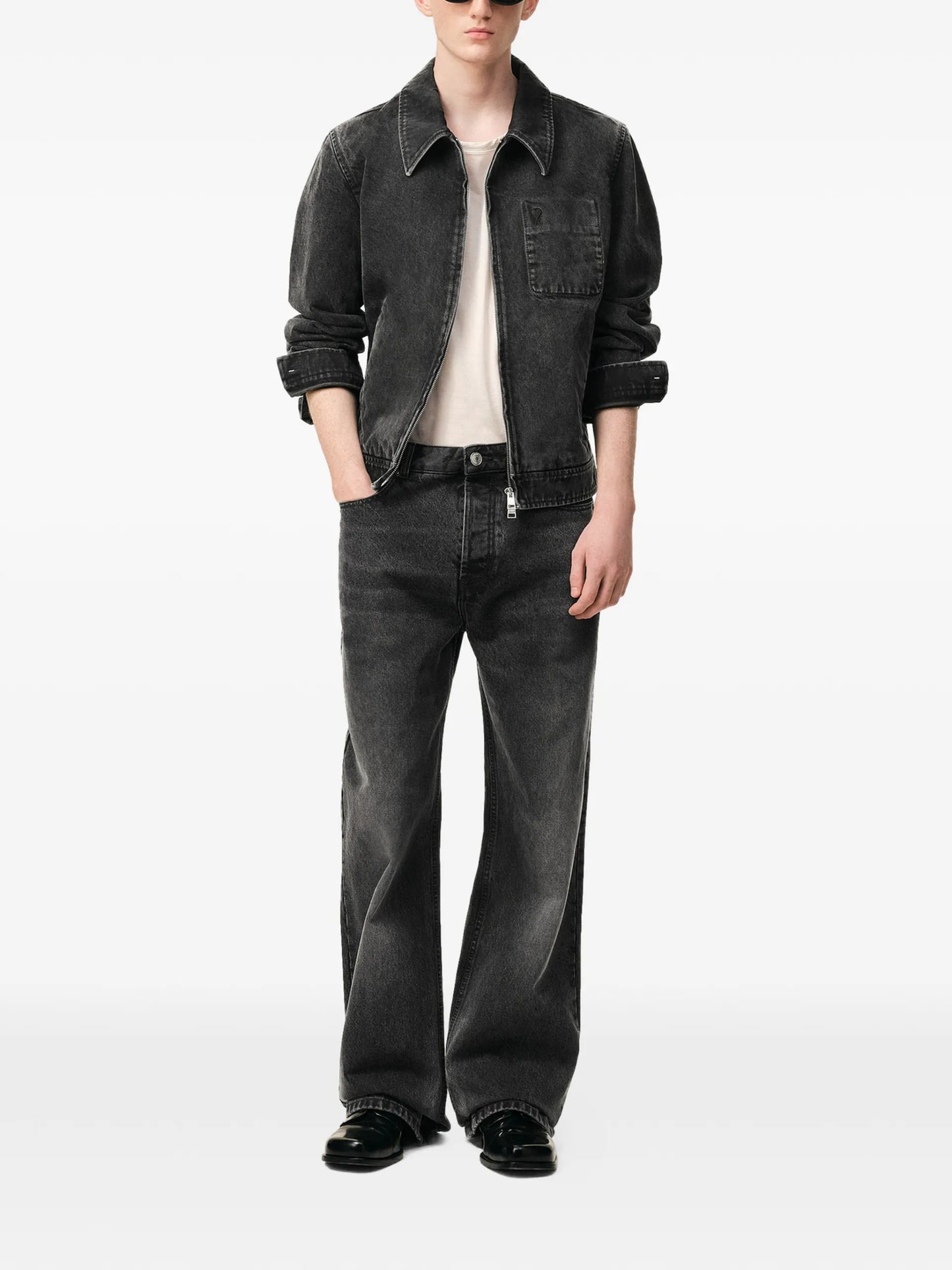 AMI Paris Large Fit Jeans E26HTR450DE0124 Vue 2