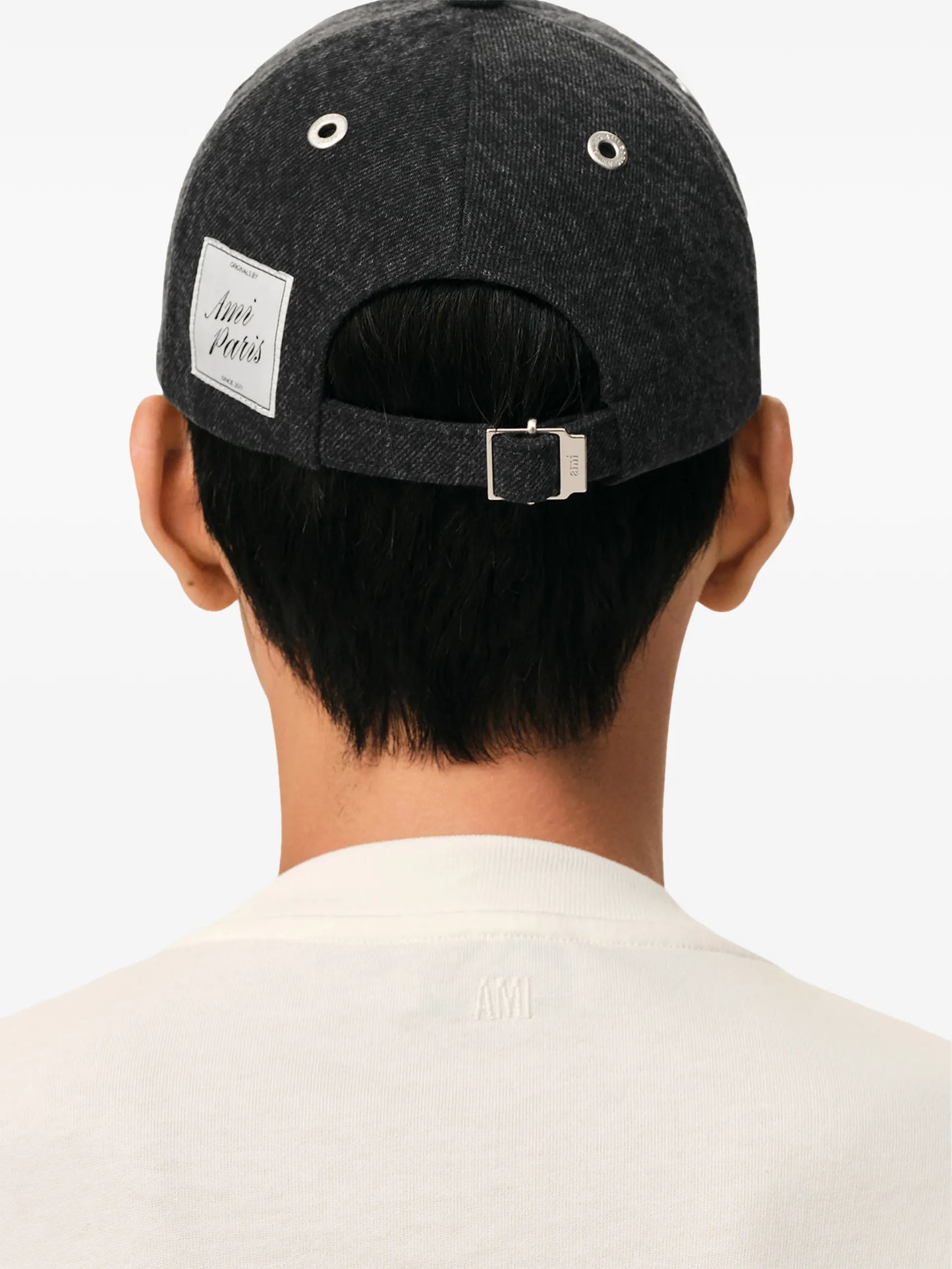 AMI Paris Denim Label Baseball Cap E26UCP281DE0124 Vue 4