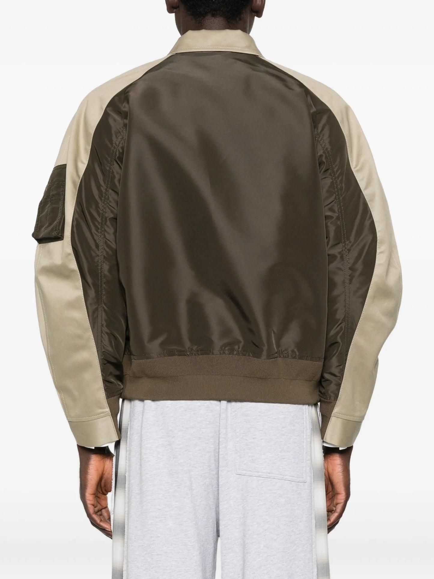 Sacai Colourblock Zip Jacket Brown Cotton - vue 4 - sacai