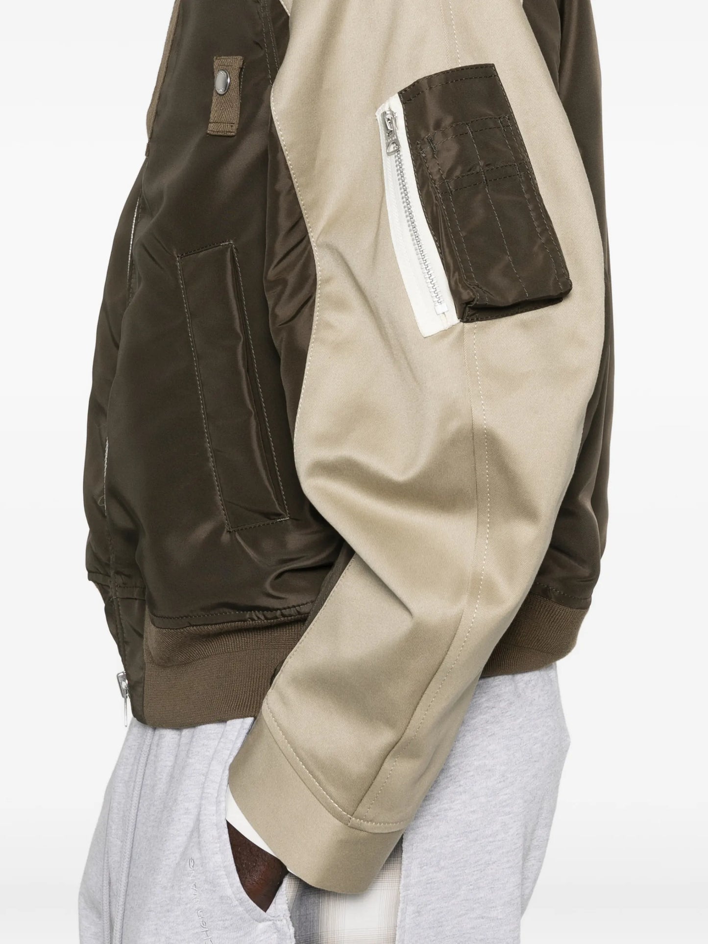 Sacai Colourblock Zip Jacket Brown Cotton - vue 5 - sacai