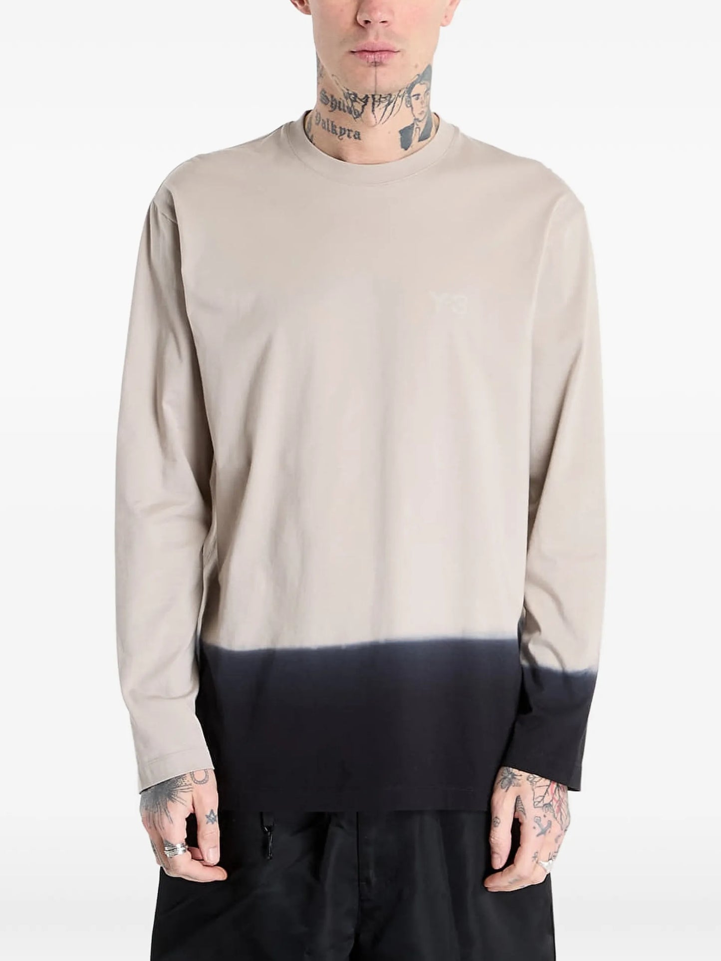 Y-3 Long-sleeve Cotton T-shirt KQ9781BROWN Vue 1