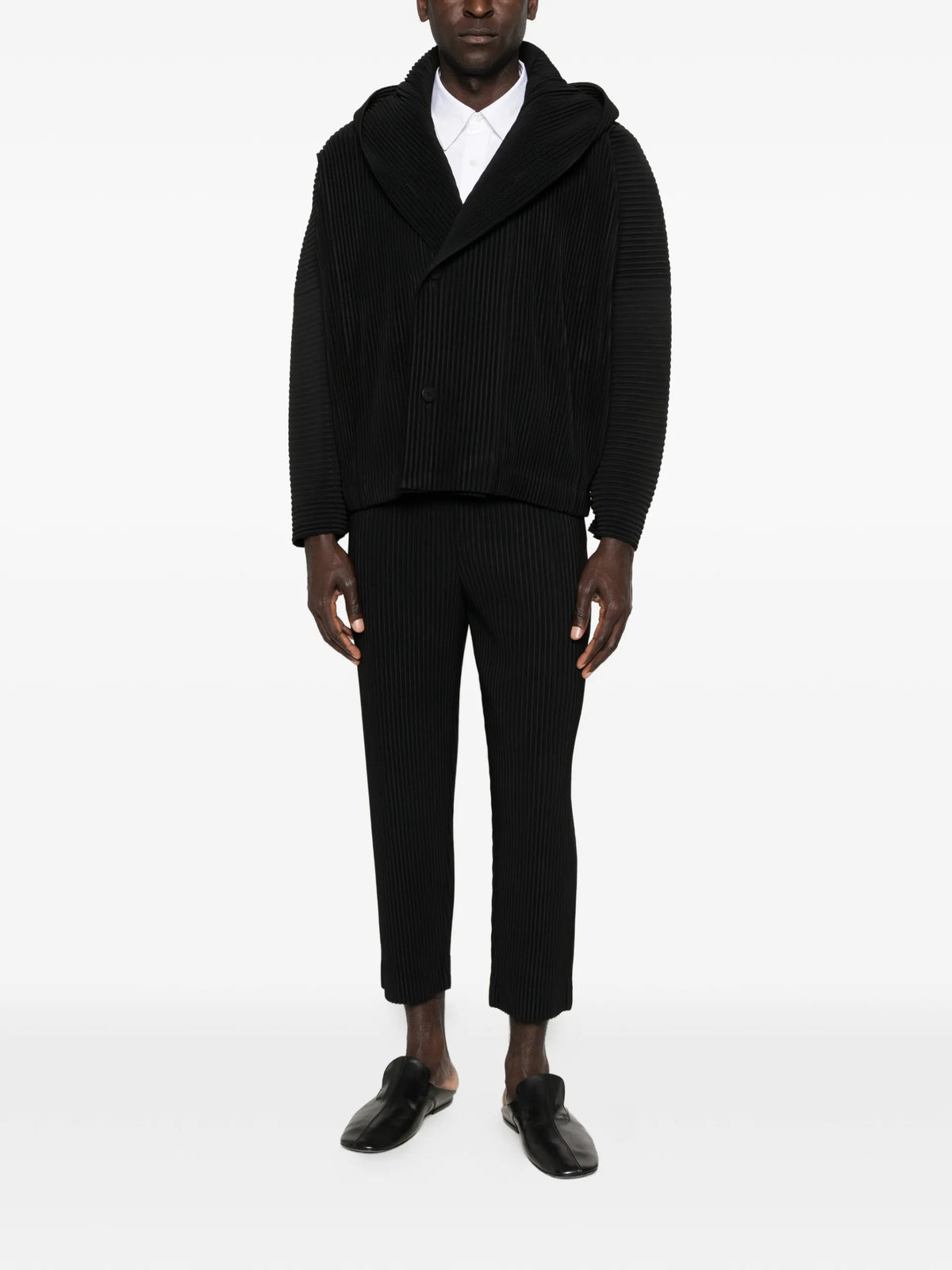 Homme Plissé Issey Miyake March plissé buttoned jacket coloris Black - vue 2