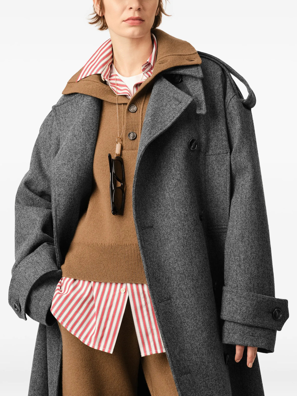 AMI Paris wool trench coat coloris Grey - vue 6