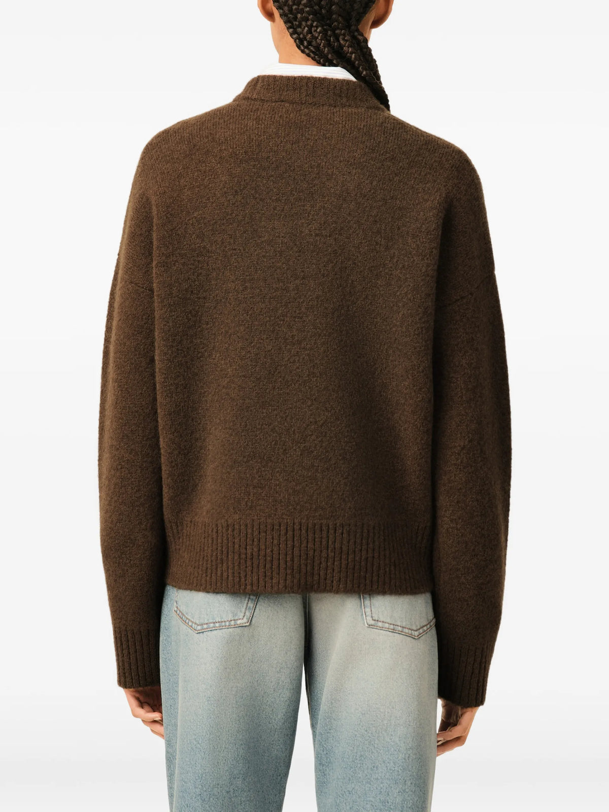 AMI Paris Crewneck alpaca sweater with Ami de Coeur coloris Brown - vue 6