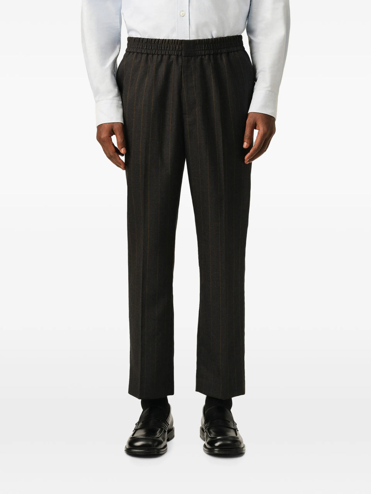 AMI Paris Elasticated-waist striped wool trousers coloris Grey - vue 4