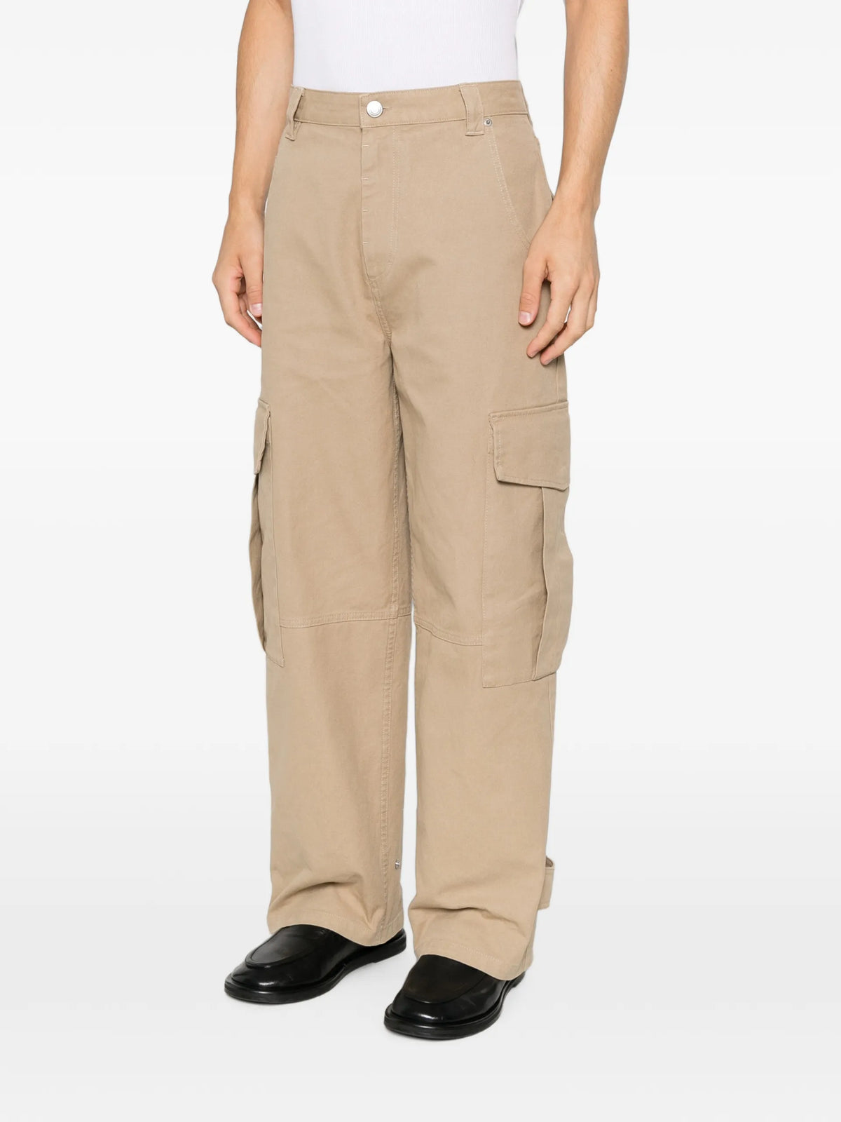 AMI Paris panelled straigh-leg cargo pants coloris Neutrals - vue 3