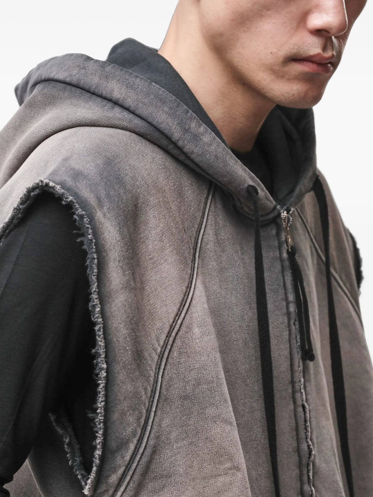 Thom Krom stone-wash hooded vest coloris Grey - vue 6
