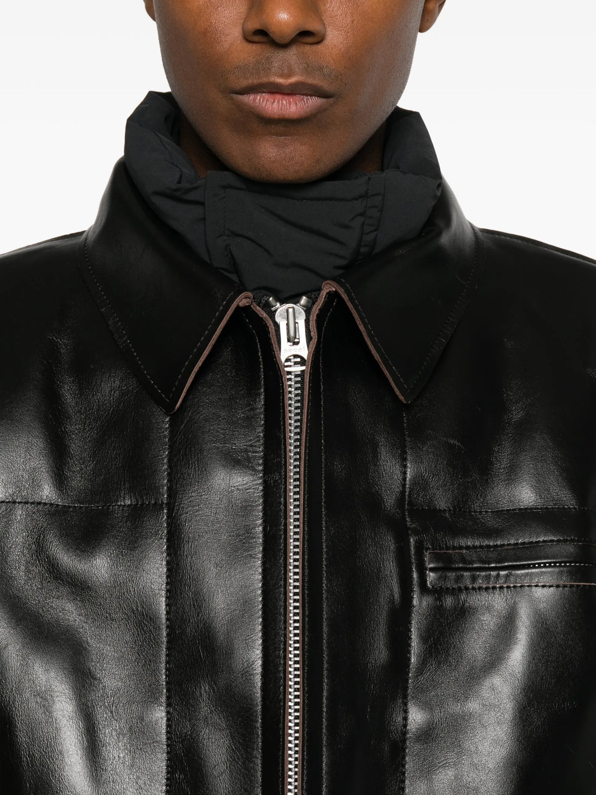 sacai leather panelled jacket coloris Black - vue 5