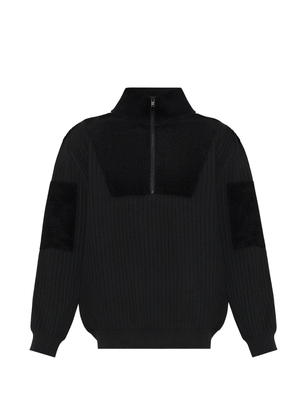 Y-3 knit sweatshirt with half-zip and colourblock panels coloris Black - vue 5