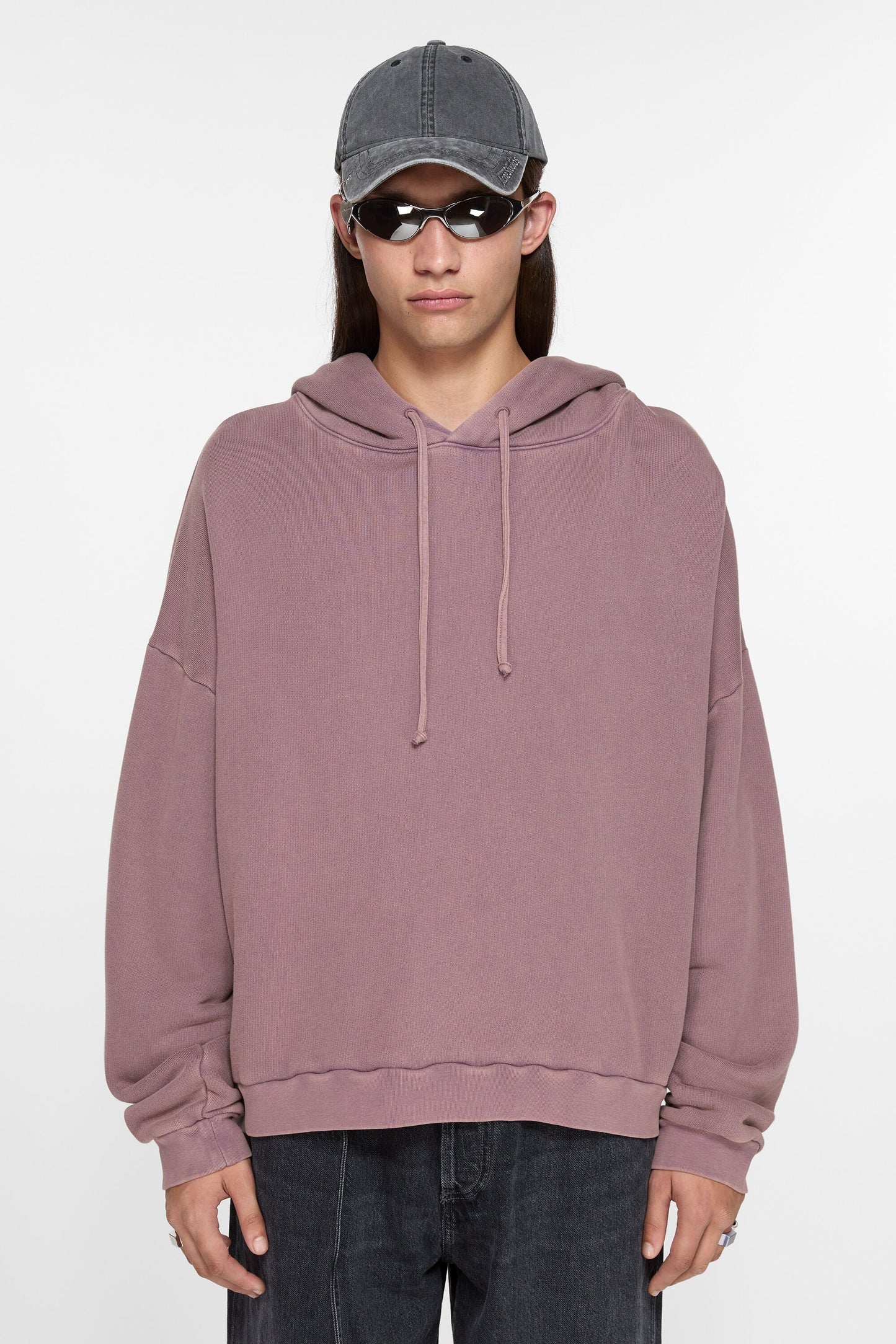 Acne Studios Logo Patch Cotton Hoodie Purple