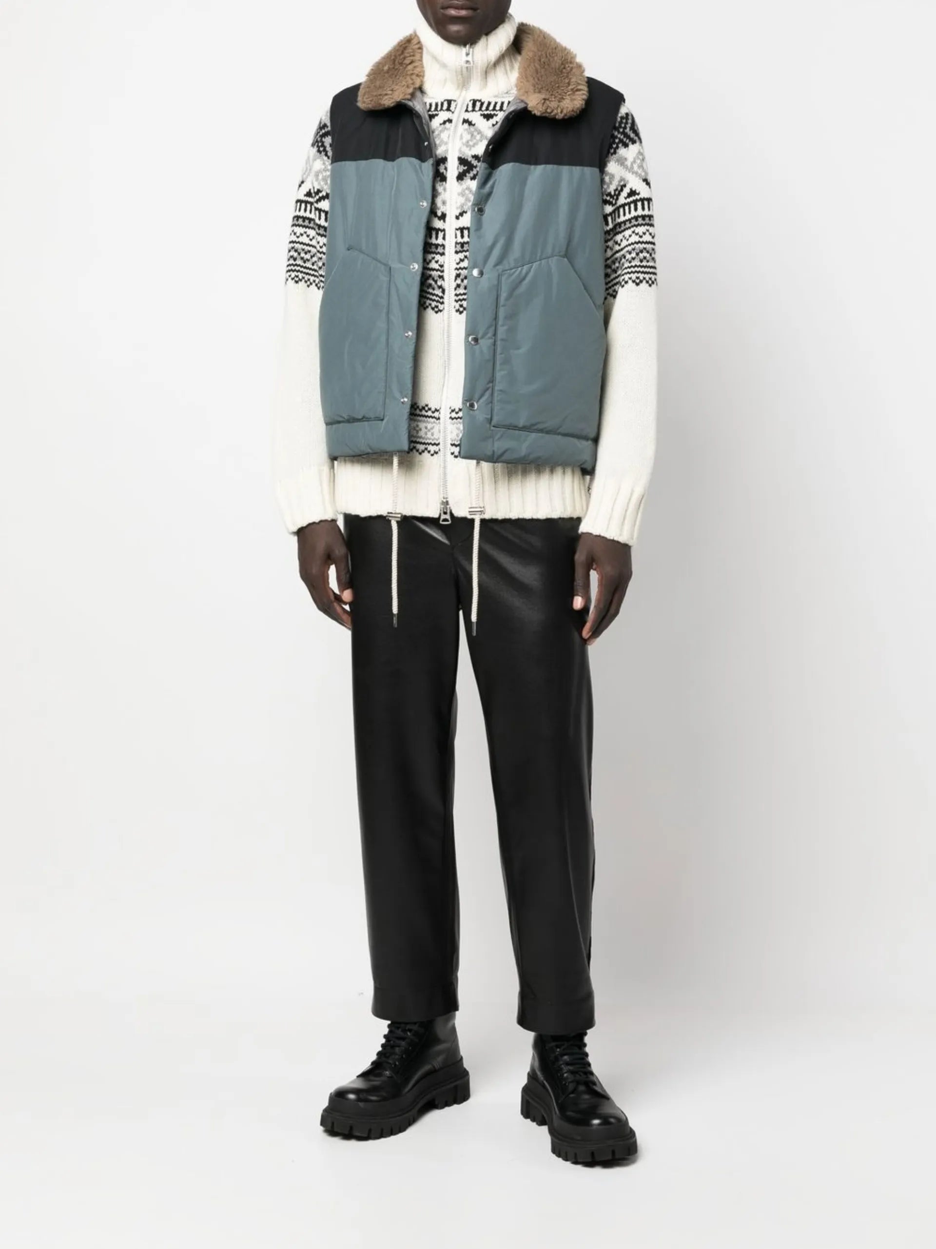 Sacai Padded Shearling-collar Jacket