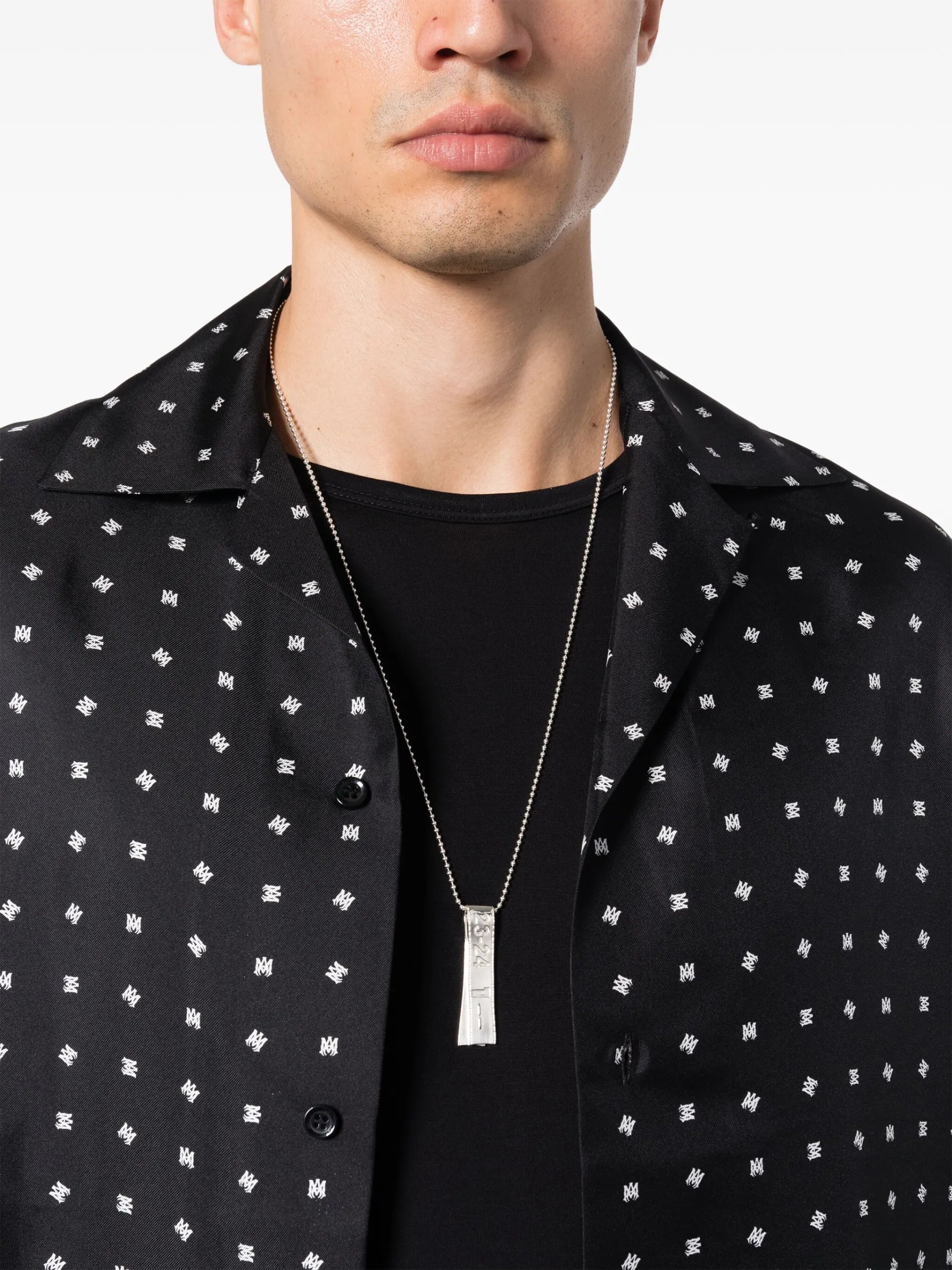 Maison MIHARA YASUHIRO Embossed Pendant Ball Chain Necklace