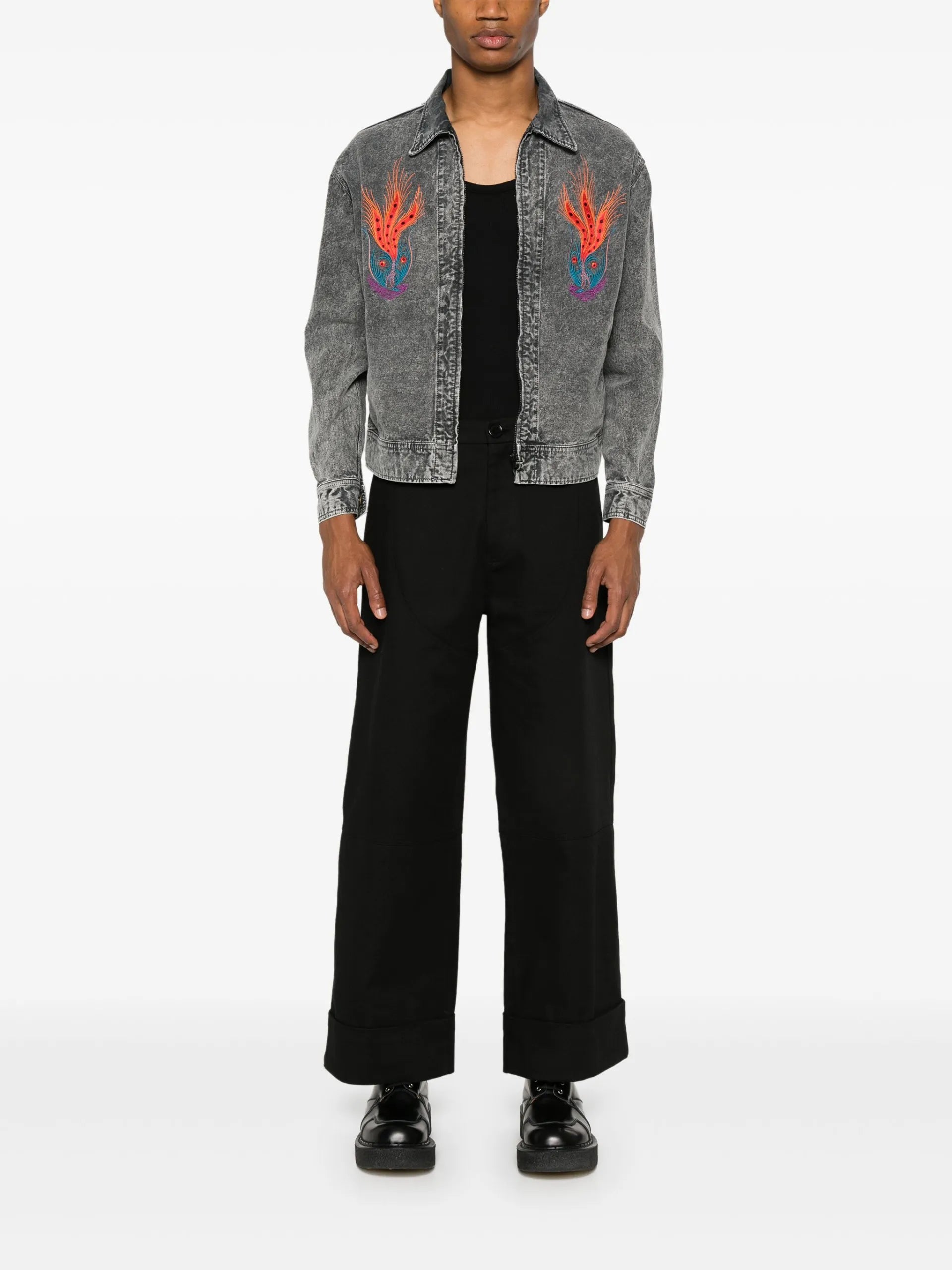 Myne Embroidered-peacock Canvas Jacket