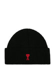 AMI Paris black wool beanie with Ami De Coeur coloris Black
