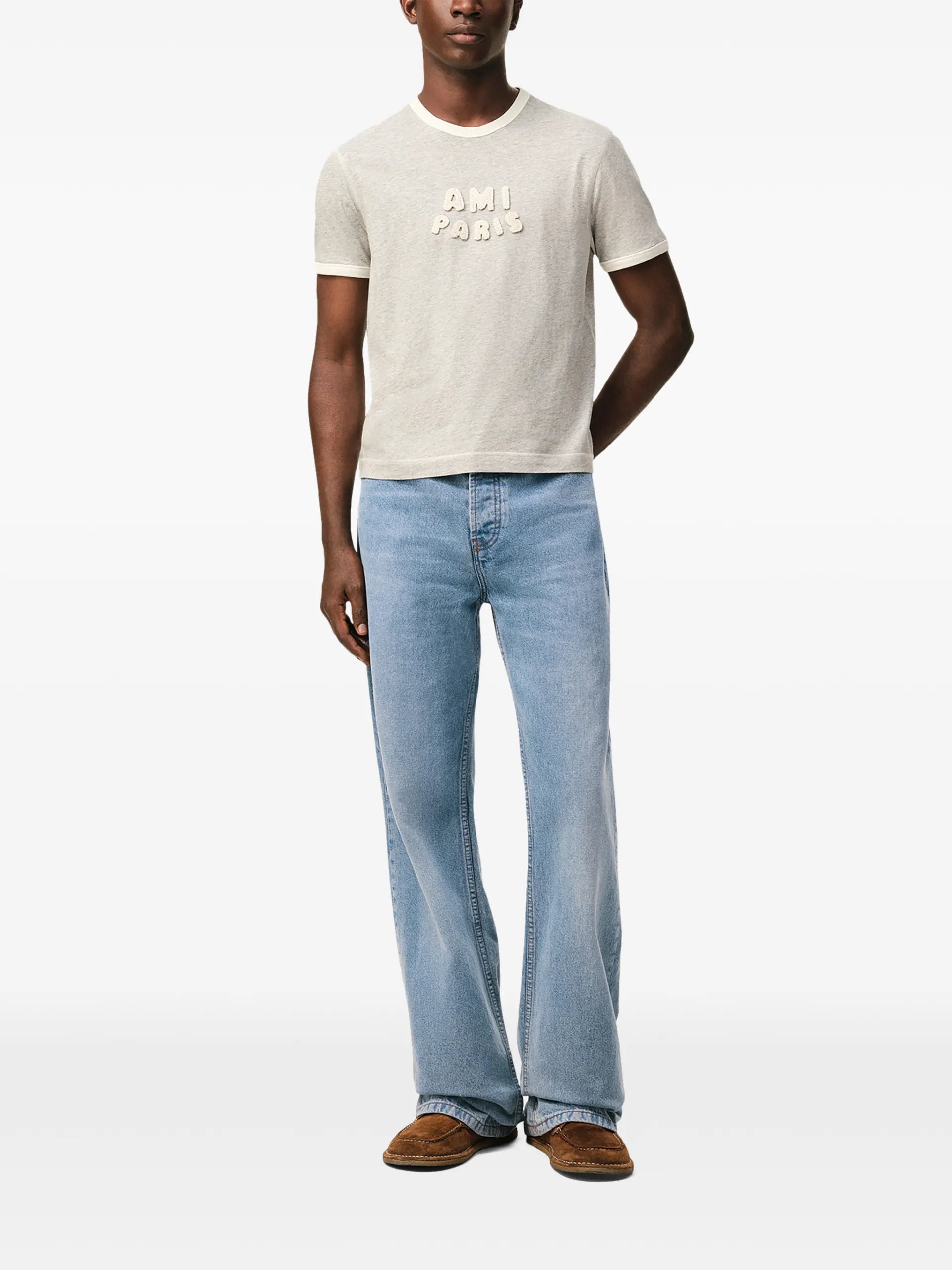 AMI Paris Wide-leg Jeans Blue Cotton