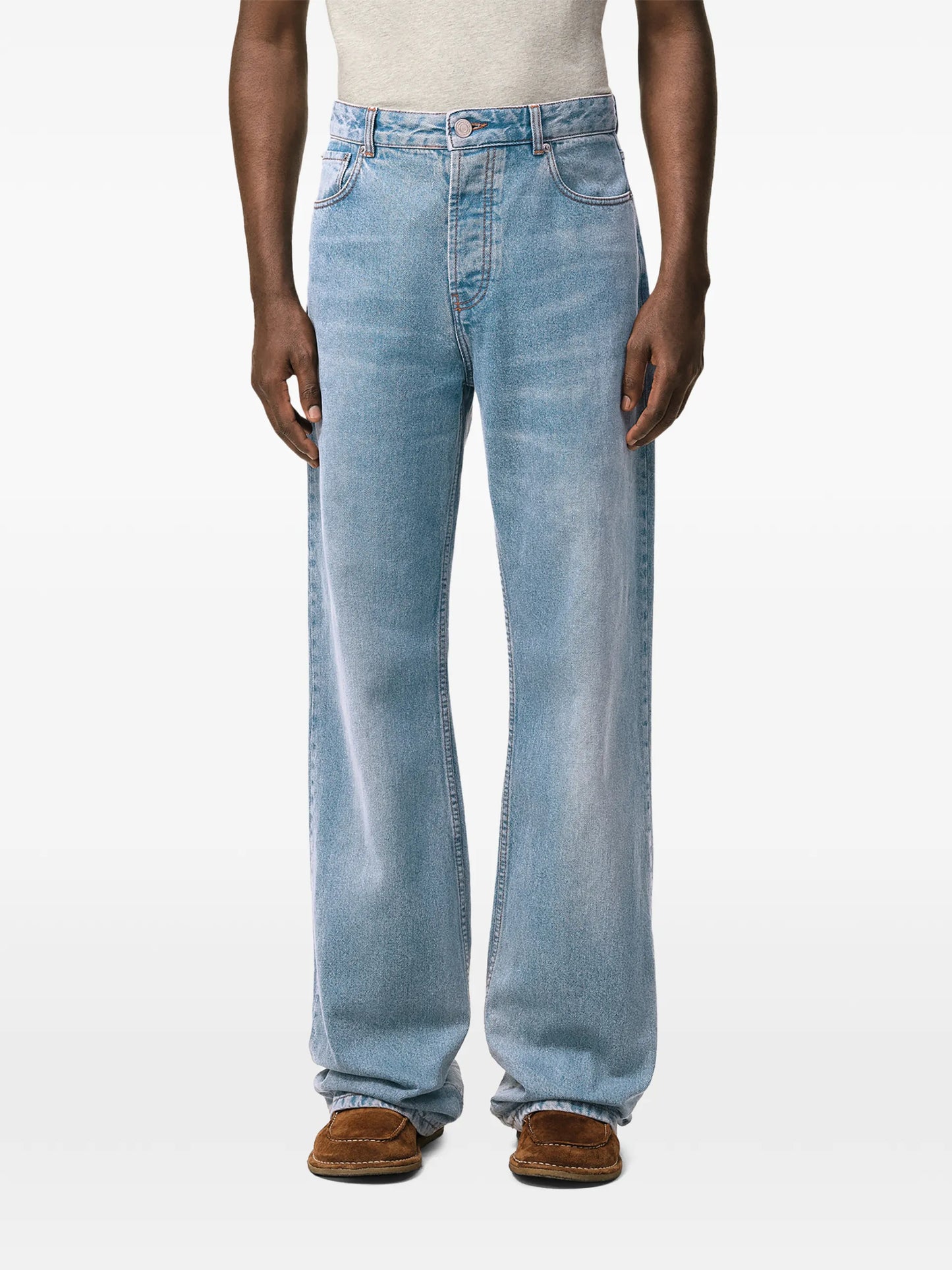 AMI Paris Wide-leg Jeans Blue Cotton - detail - AMI Paris