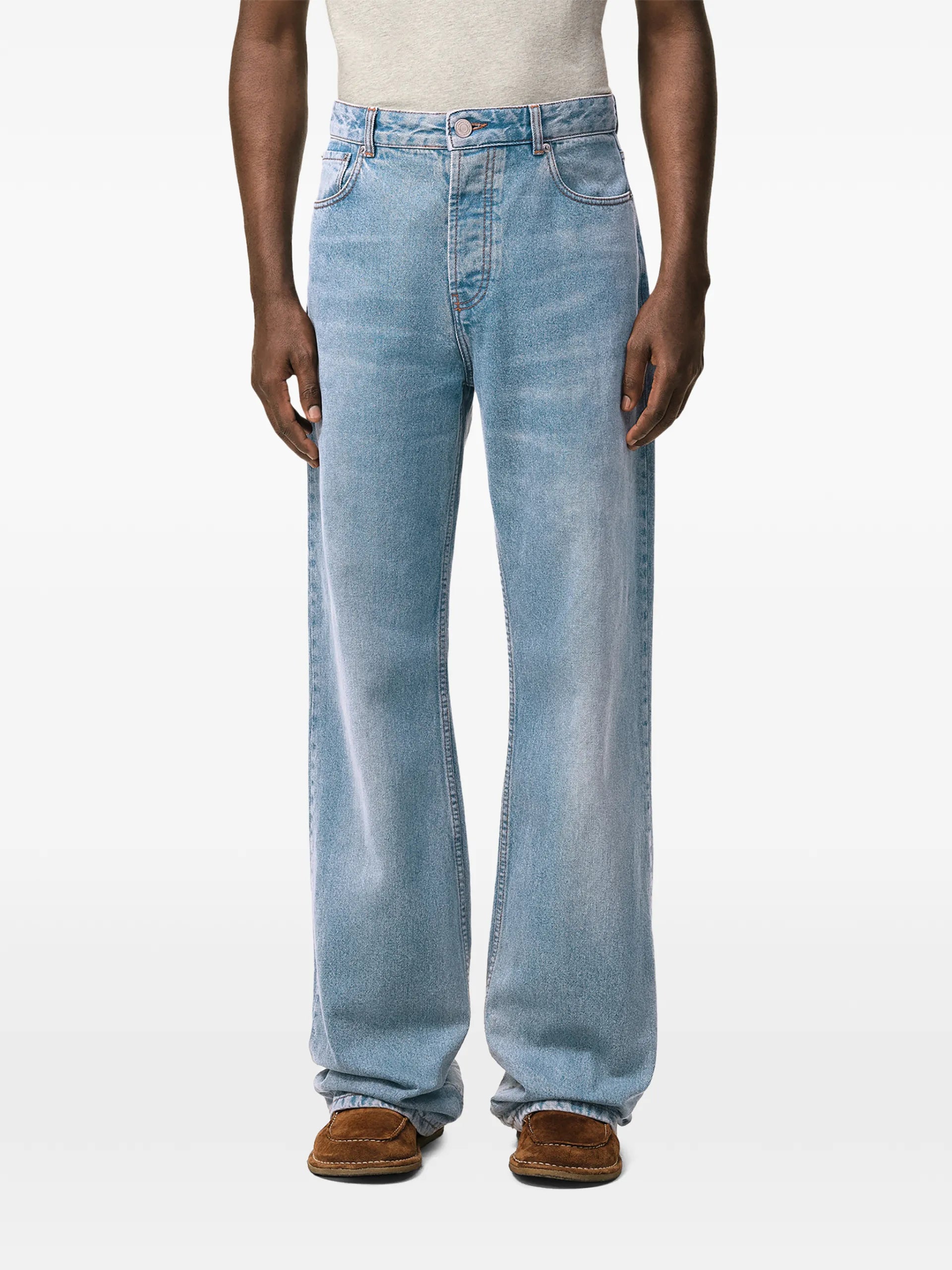 AMI Paris Wide-leg Jeans Blue Cotton - detail - AMI Paris