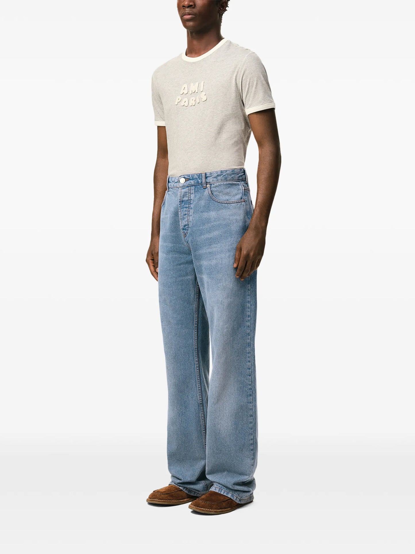 AMI Paris Wide-leg Jeans Blue Cotton - vue 5 - AMI Paris
