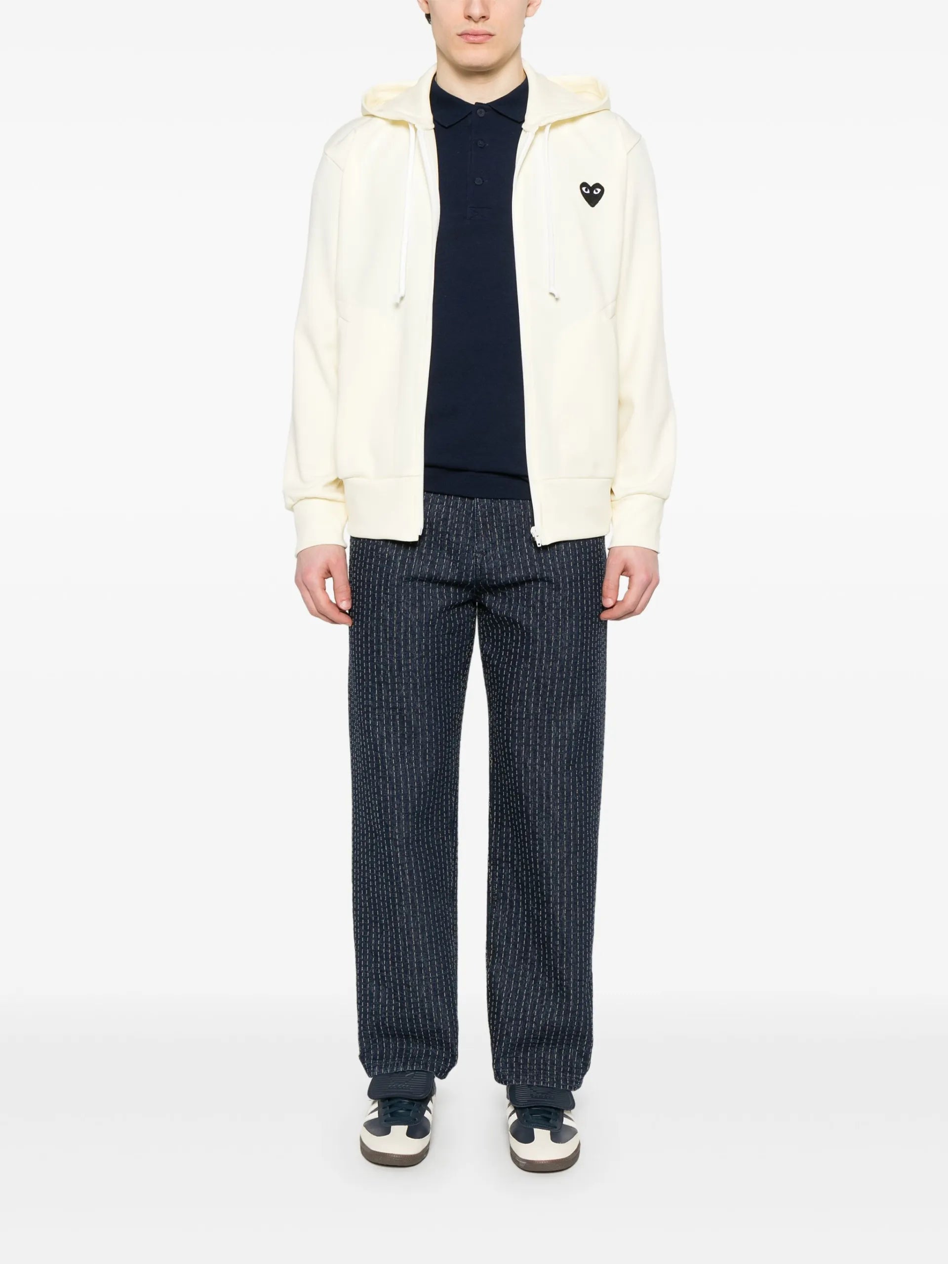 Comme Des Garçons Play Large Heart-print Zip-up Hoodie