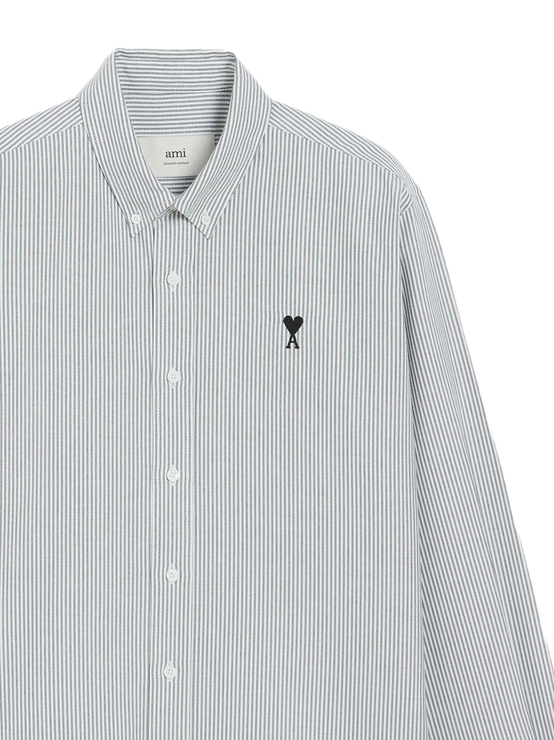 AMI Paris De Coeur Monogram Striped-pattern Shirt - vue arriere - AMI Paris