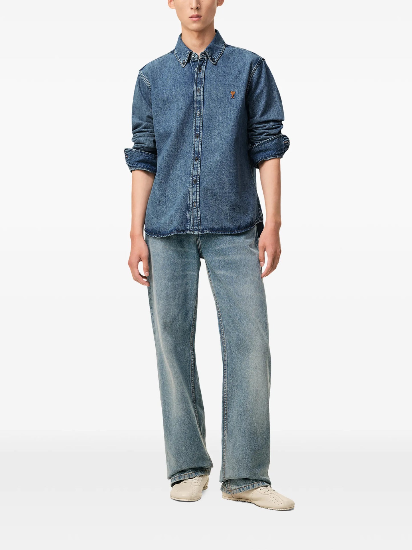AMI Paris Ami De Coeur Buttned Cotton Shirt E26USH786DE0056 Vue 2