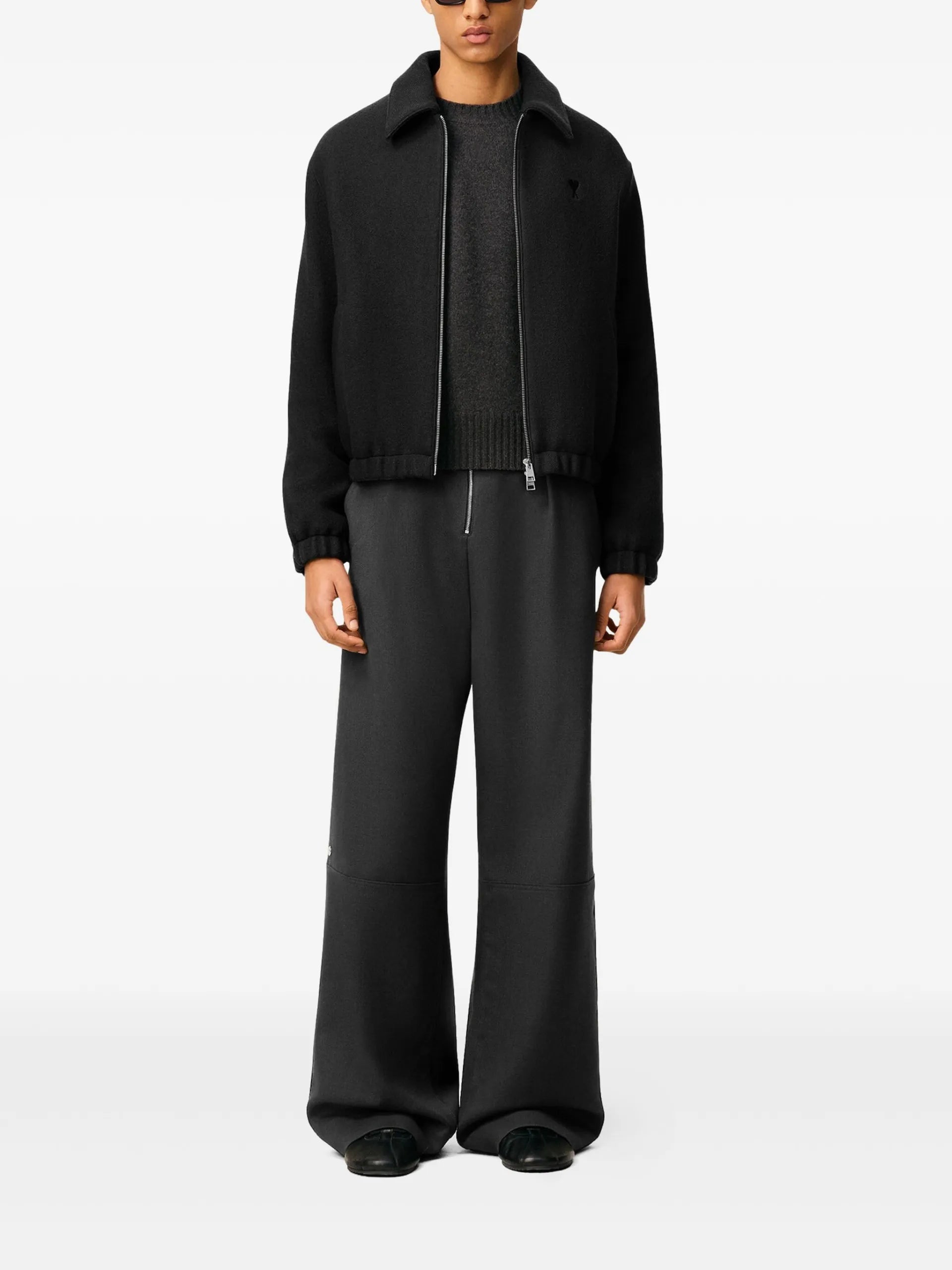 AMI Paris Ami De Coeur Zip-fastening Grey Jacket