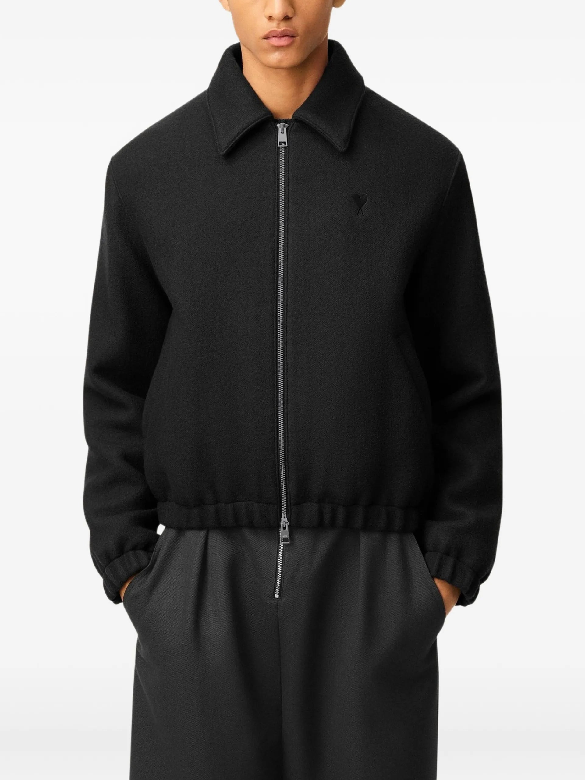 AMI Paris Ami De Coeur Zip-fastening Grey Jacket - vue 5 - AMI Paris