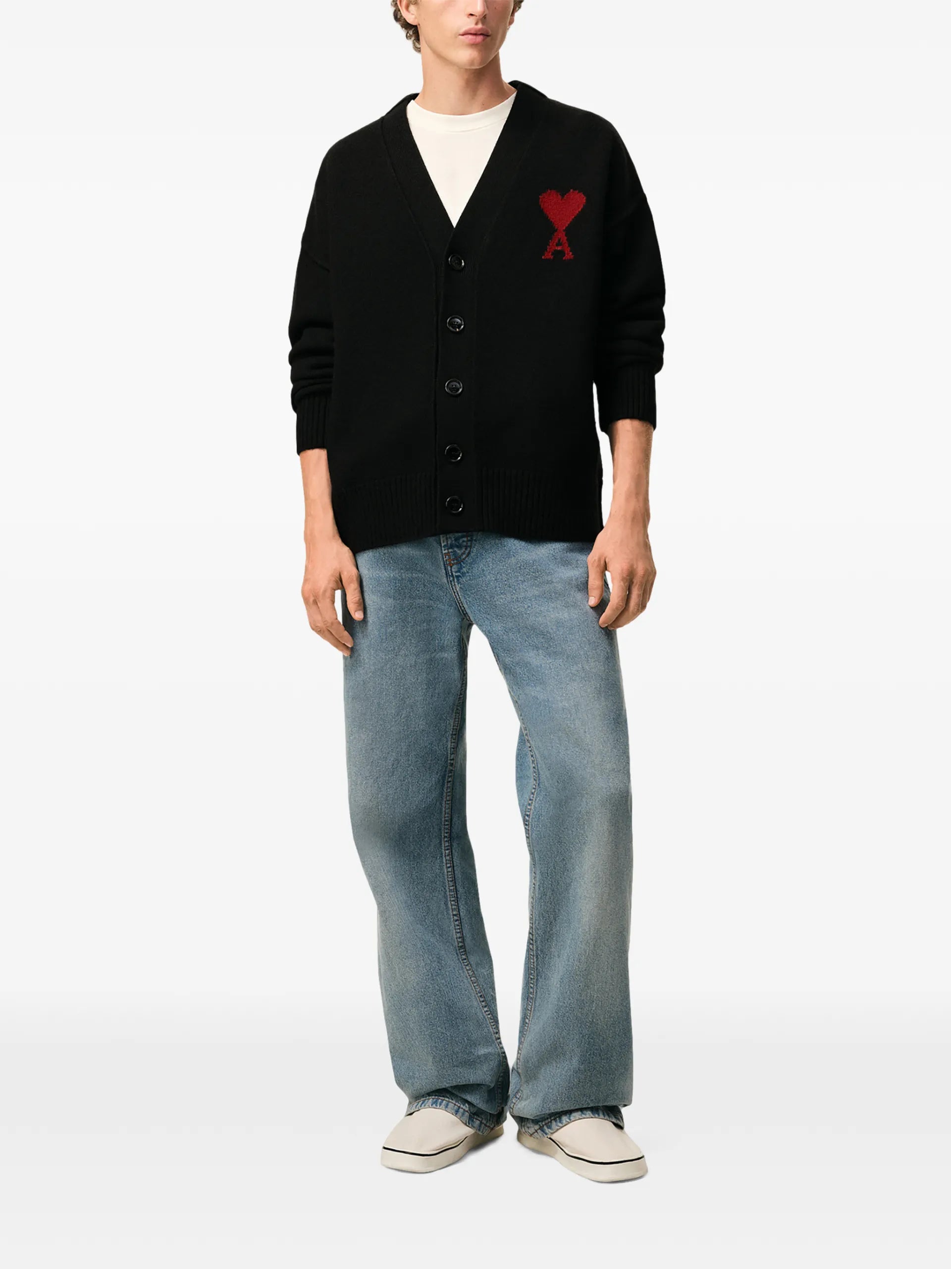 AMI Paris Logo-appliqué Buttoned Cardigan