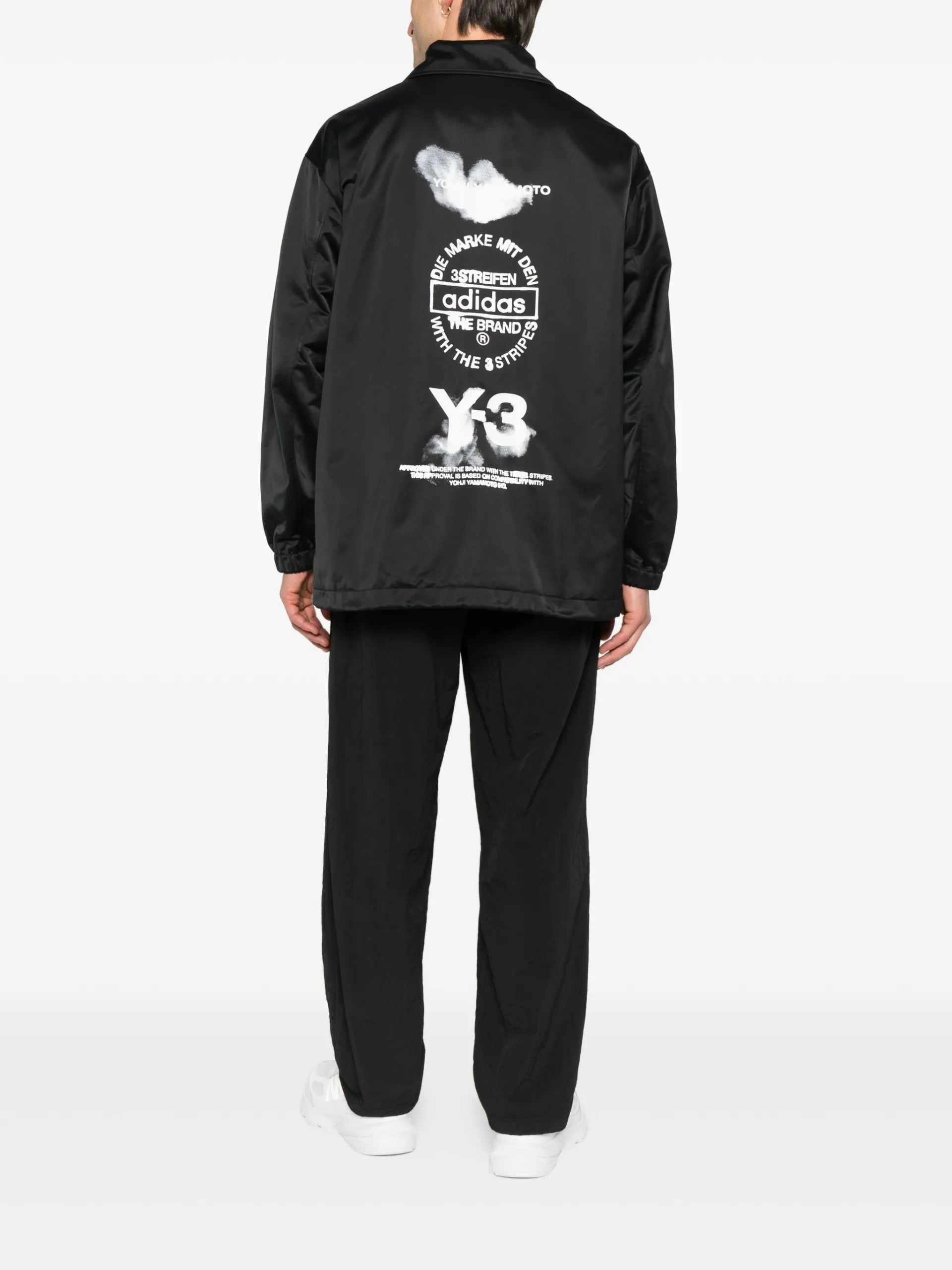 Y-3 Logo-print Shirt Jacket Black Recycled Polyester
