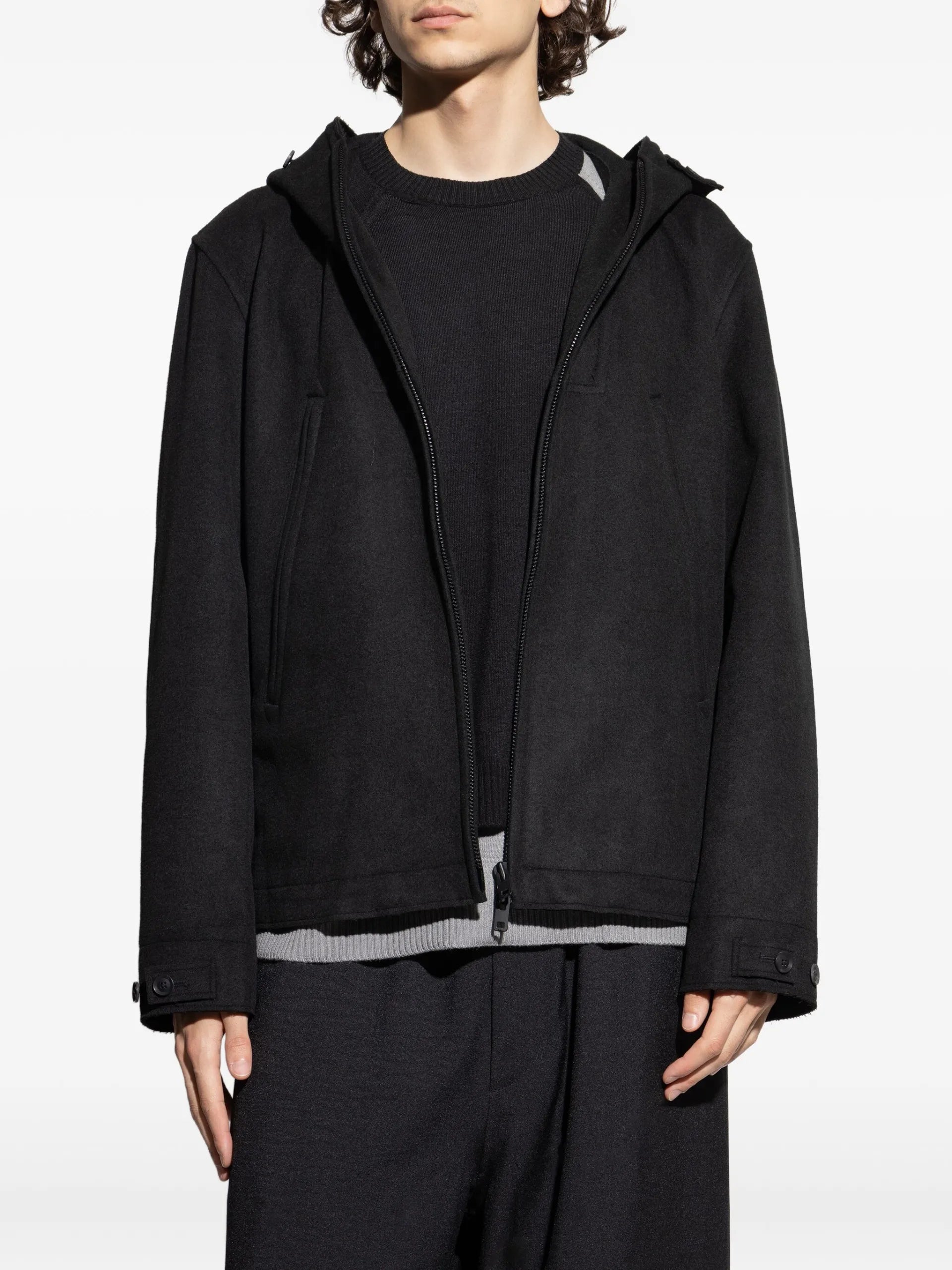 Y-3 Hooded Zip-front Jacket Black Recycled Polyester - detail - Y-3