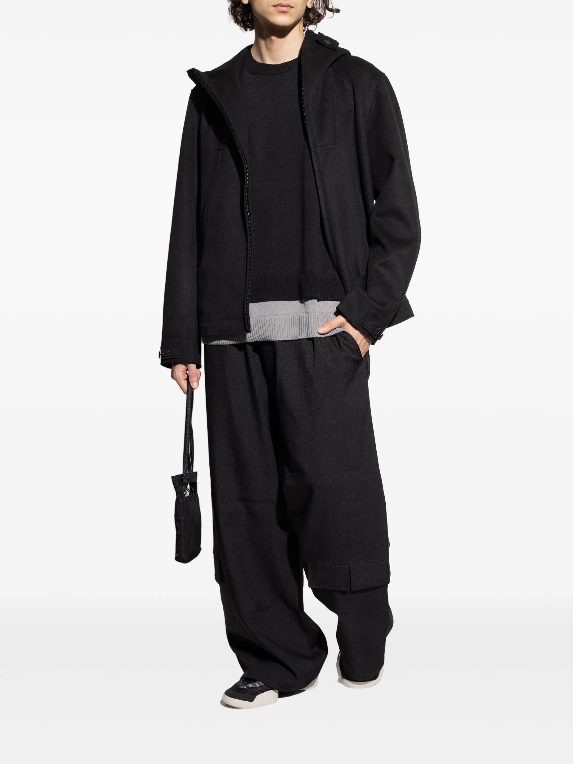 Y-3 Hooded Zip-front Jacket Black Recycled Polyester