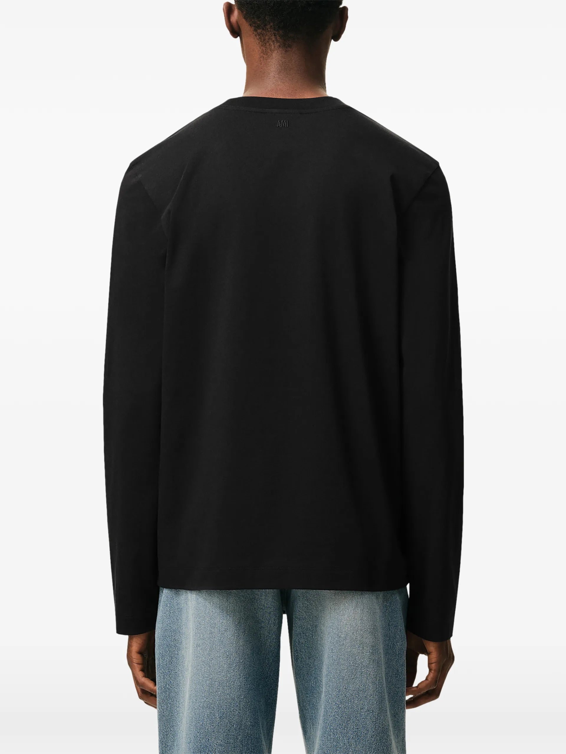 AMI Paris Ami De Coeur Organic-cotton Long-sleeve T-shirt E26BFUTS235724 Vue 4
