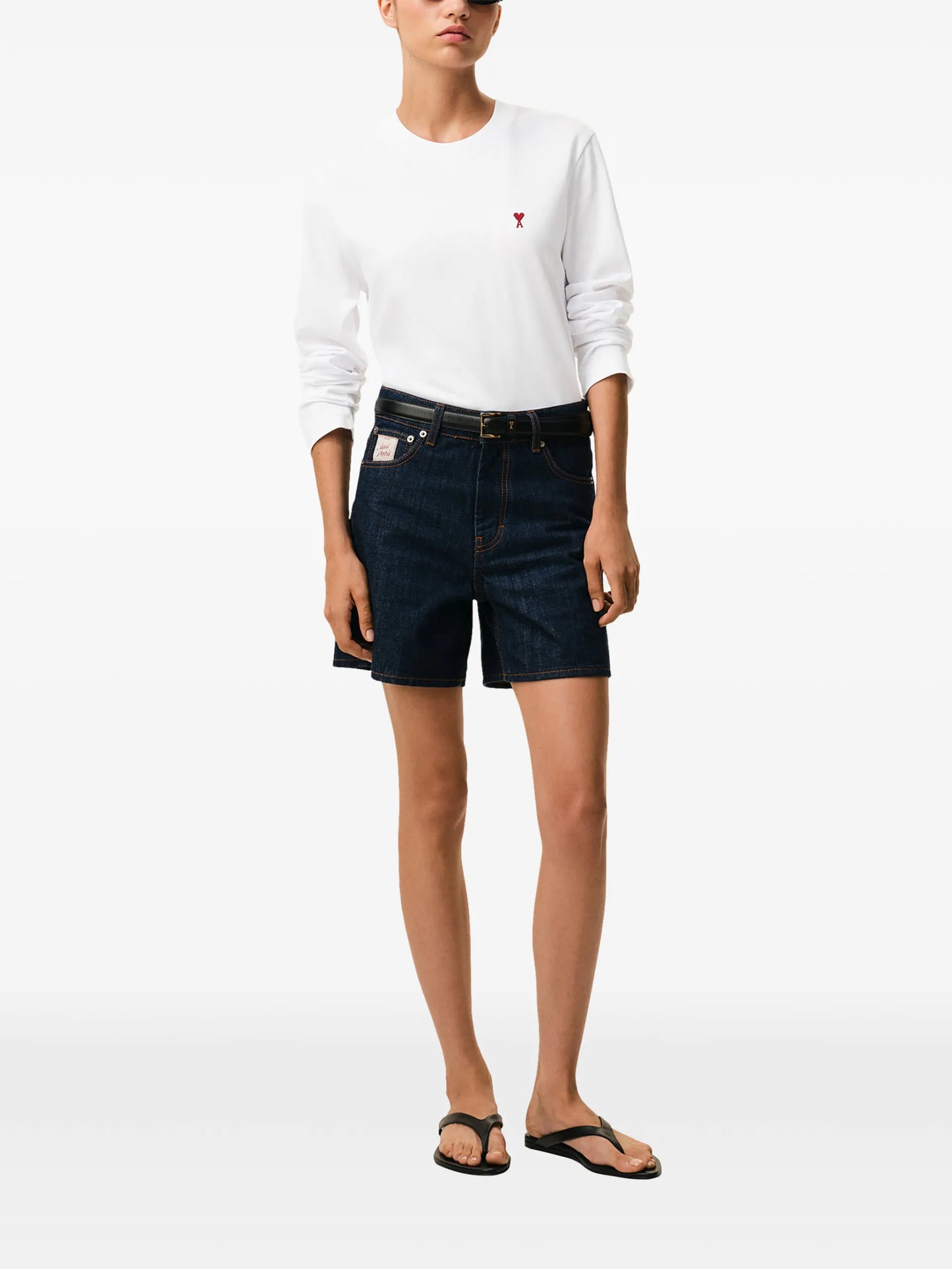 AMI Paris Ami De Coeur Organic-cotton T-shirt E26BFUTS235724 Vue 3