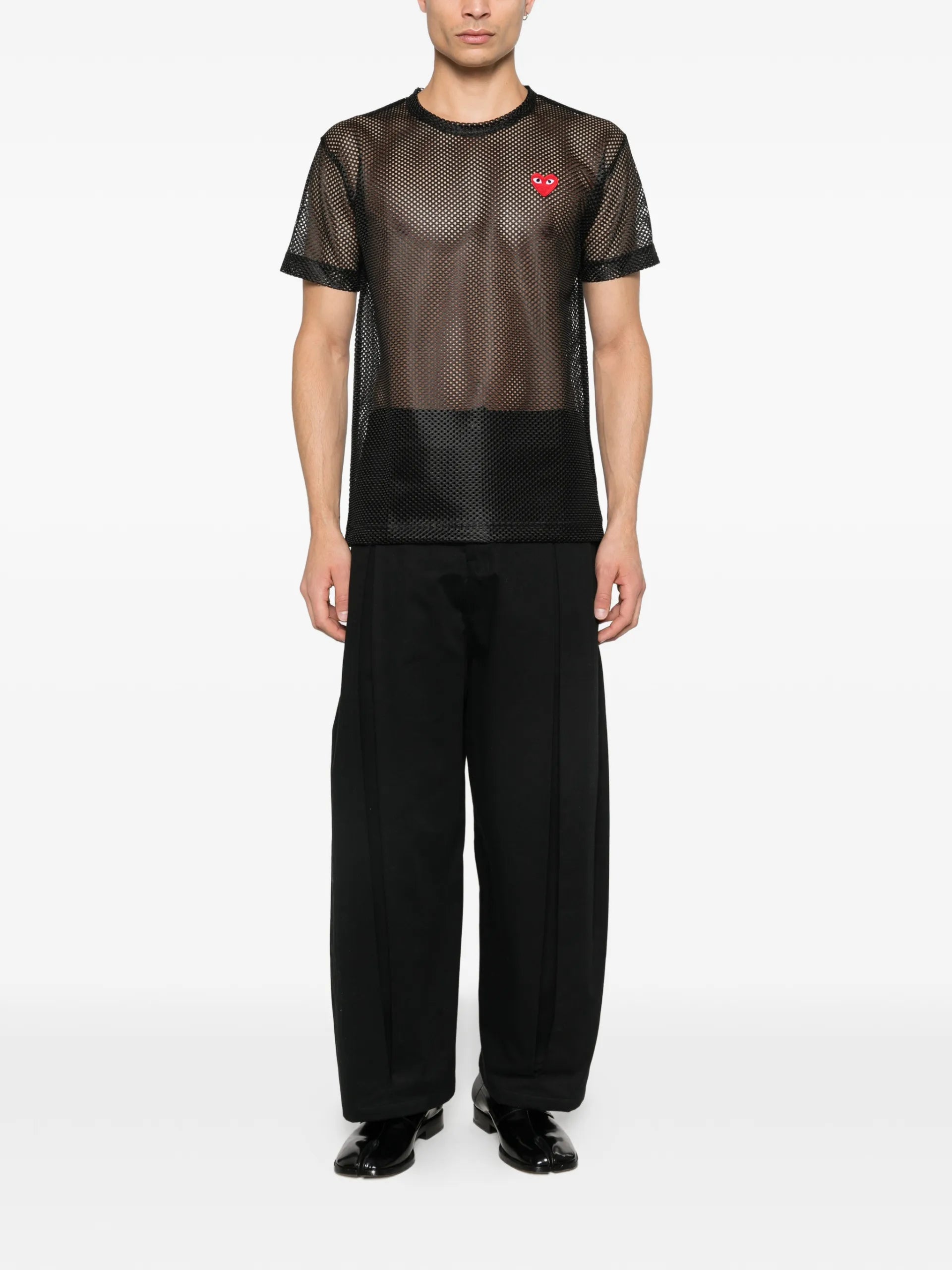 Comme Des Garçons Play Mesh Logo-patch T-shirt
