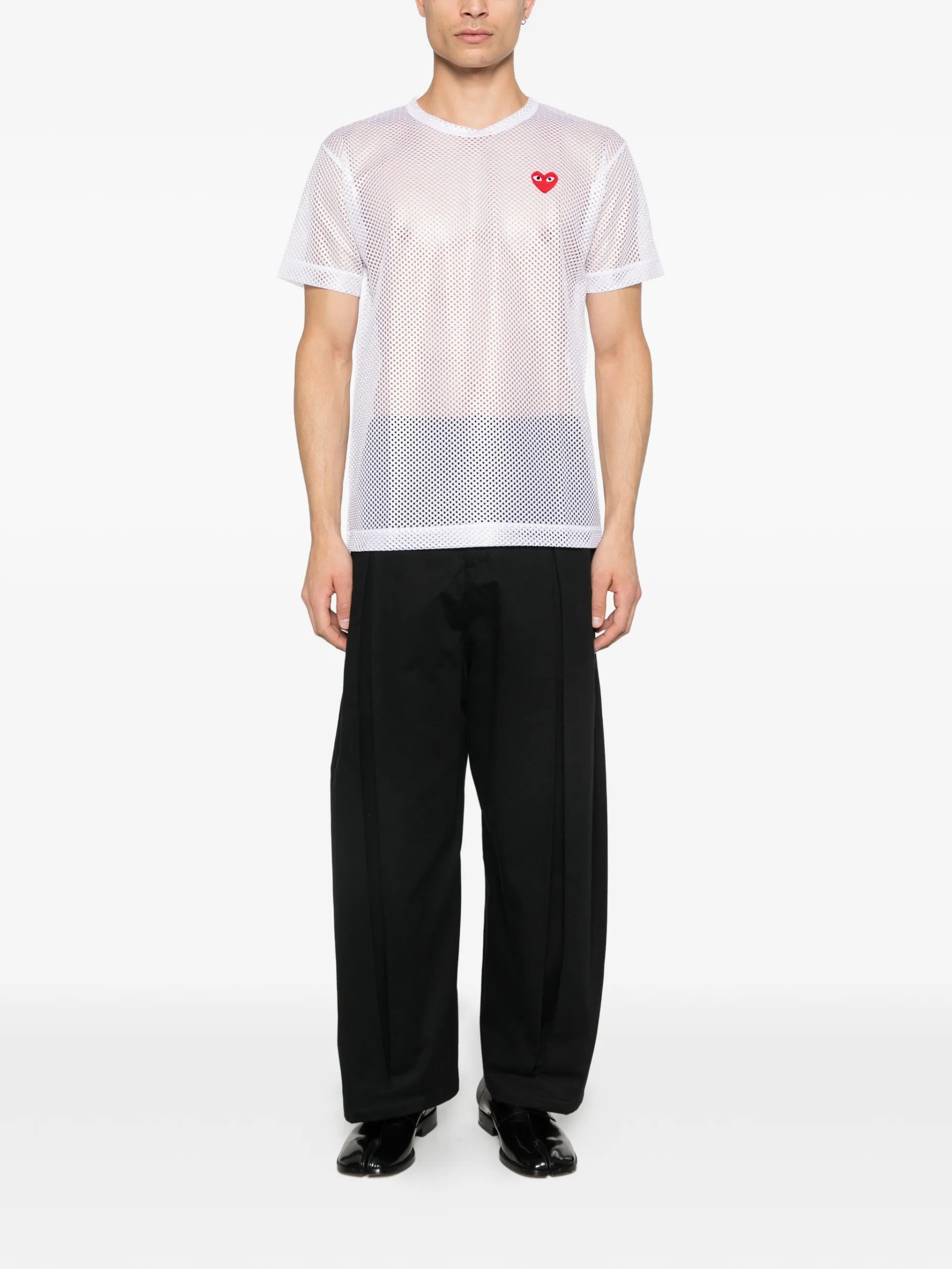 Comme Des Garçons Play Mesh Logo-patch T-shirt