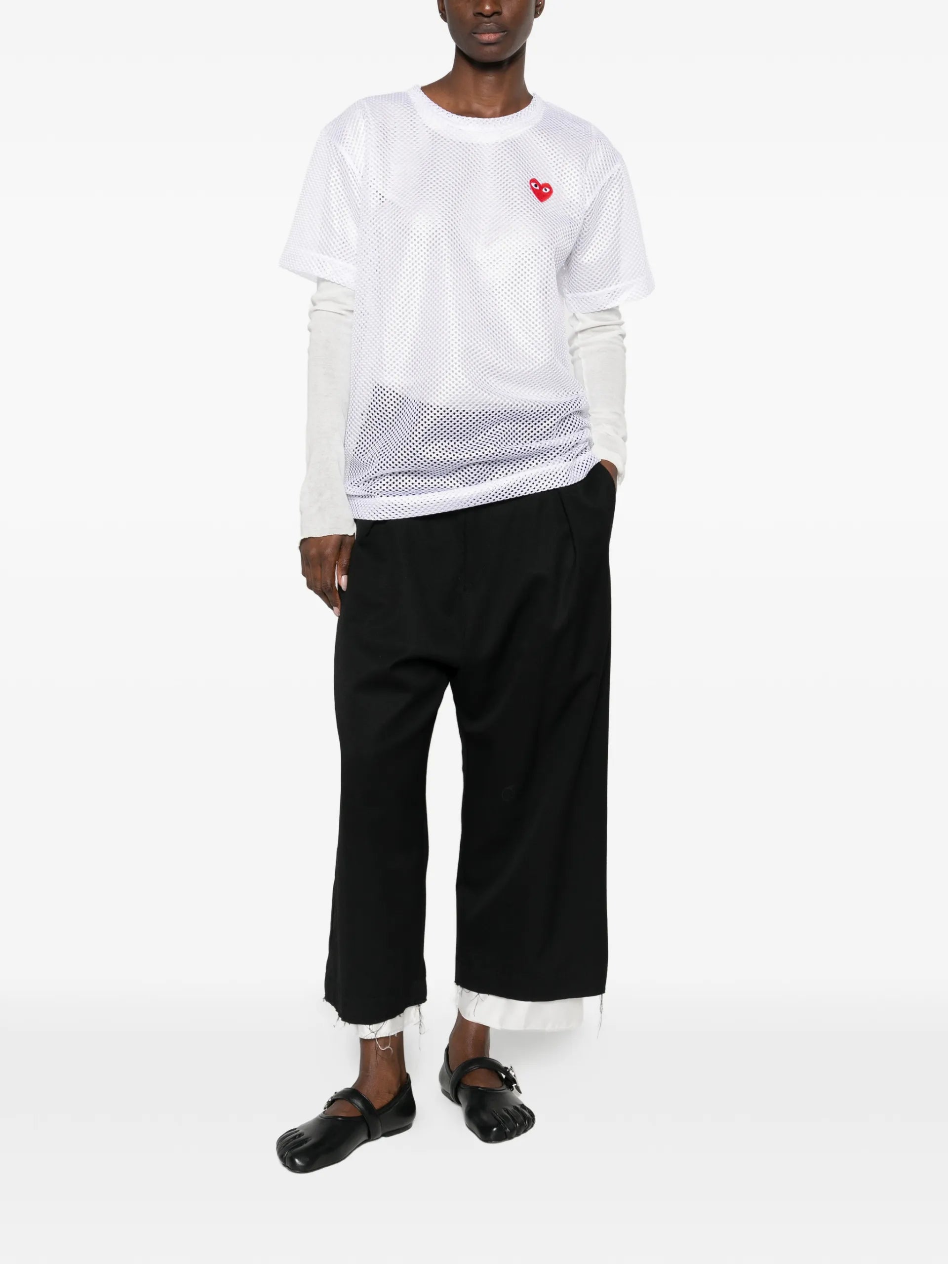 Comme Des Garçons Play Mesh Logo-patch T-shirt AXT351 Vue 3