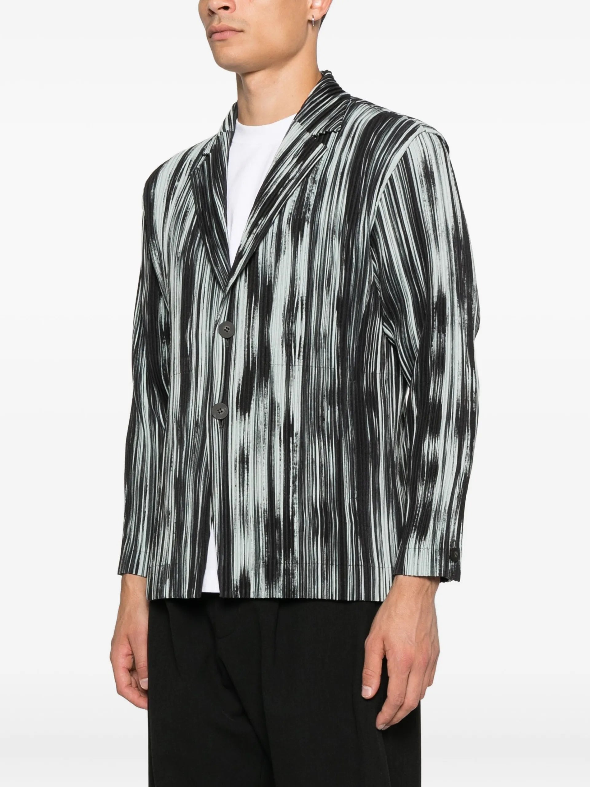 Homme Plissé Issey Miyake Striped Blazer - detail - Homme Plissé Issey Miyake