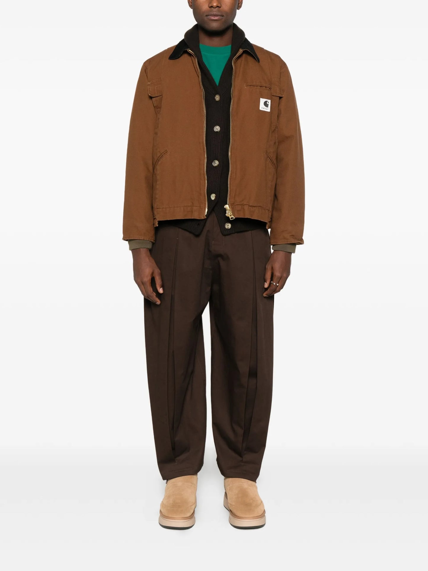 Sacai X Carhartt Zip-up Contrast-collar Jacket 2500990S642 Vue 2