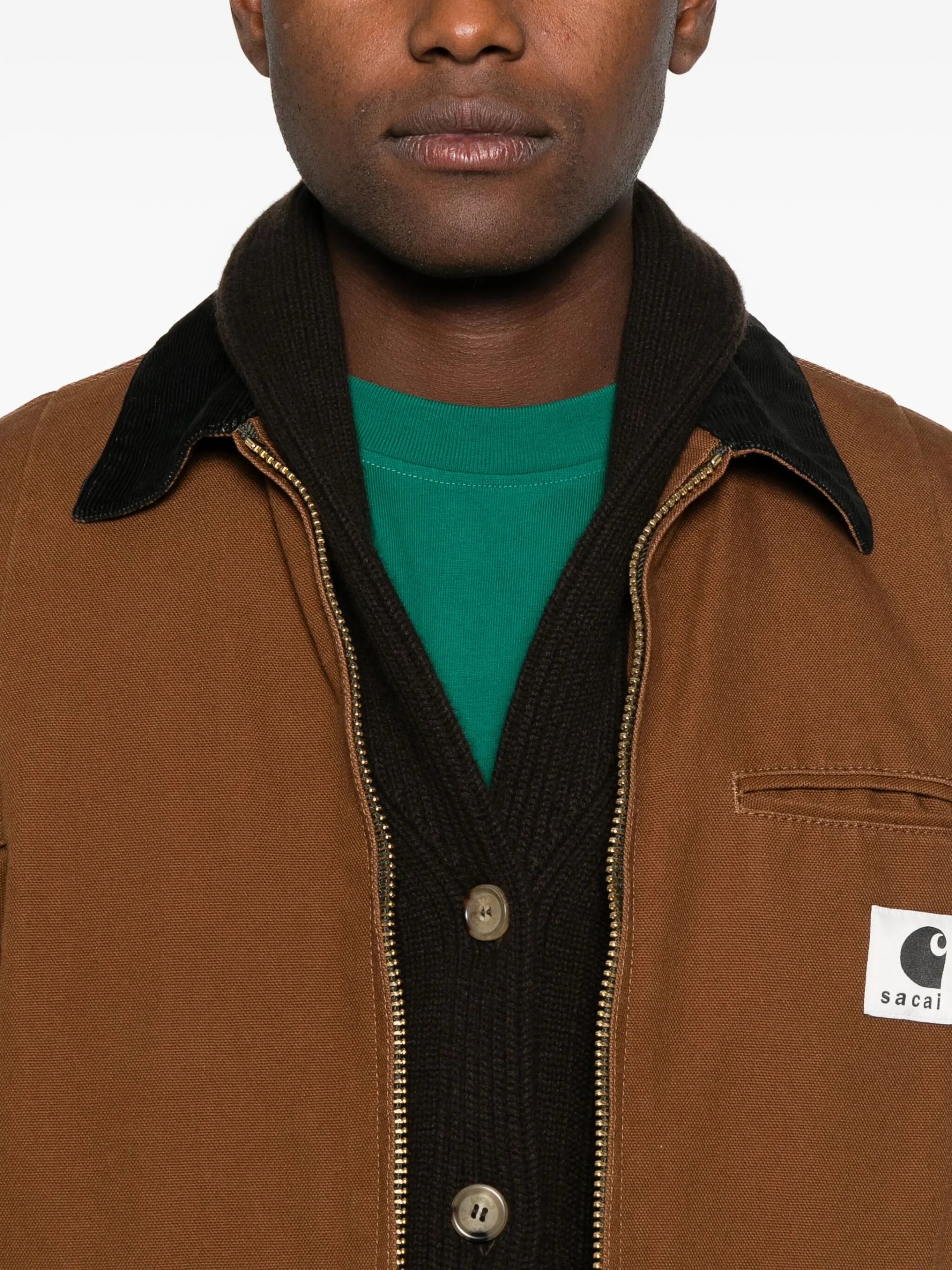 Sacai X Carhartt Zip-up Contrast-collar Jacket 2500990S642 Vue 5