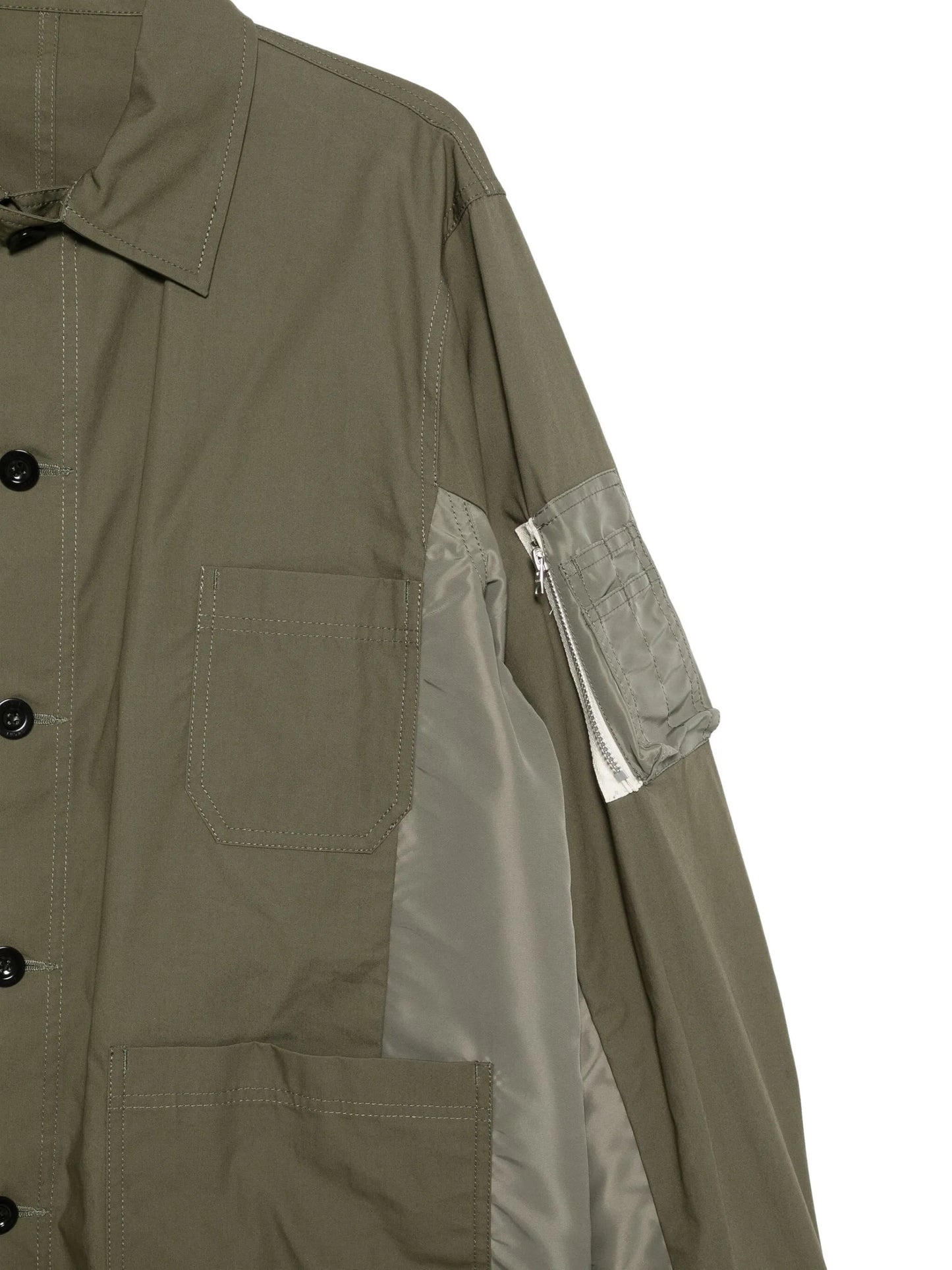 Sacai Button-down Jacket Green Polyester - detail - sacai