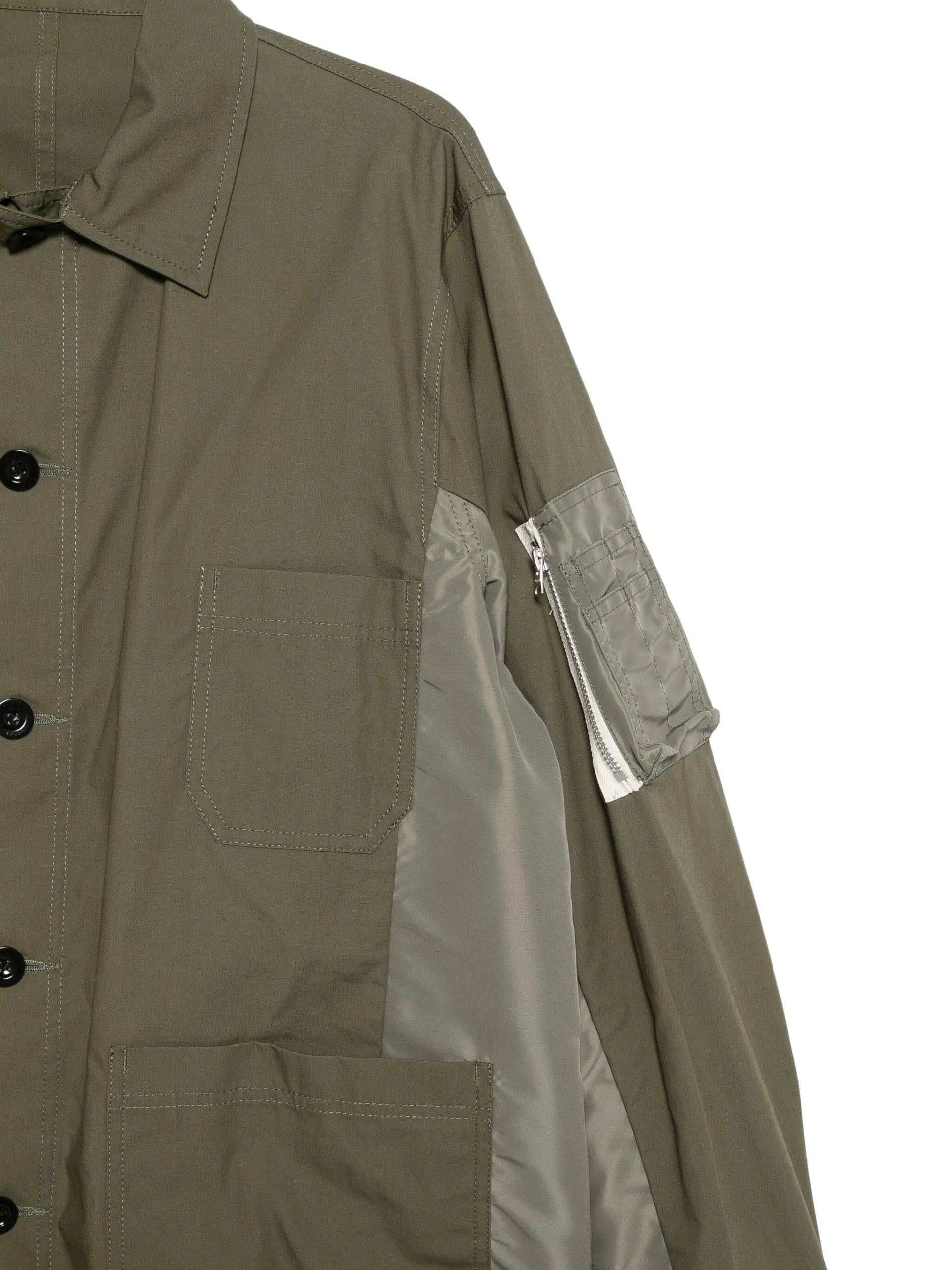 Sacai Button-down Jacket Green Polyester - detail - sacai