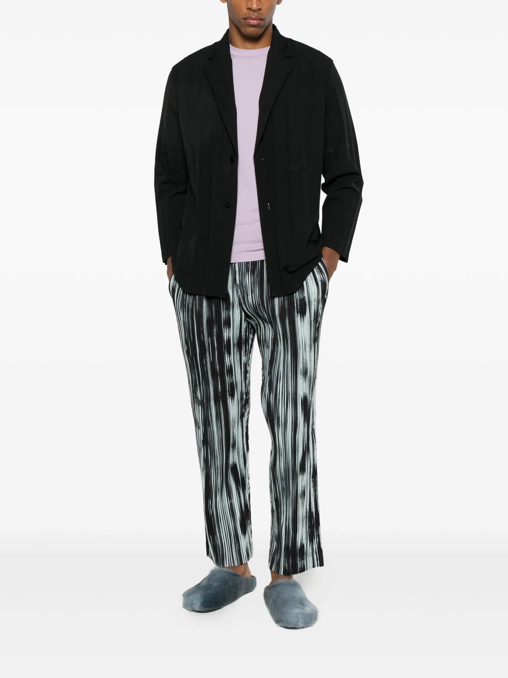 Homme Plissé Issey Miyake Brushstroke Stripe Plissé Trousers